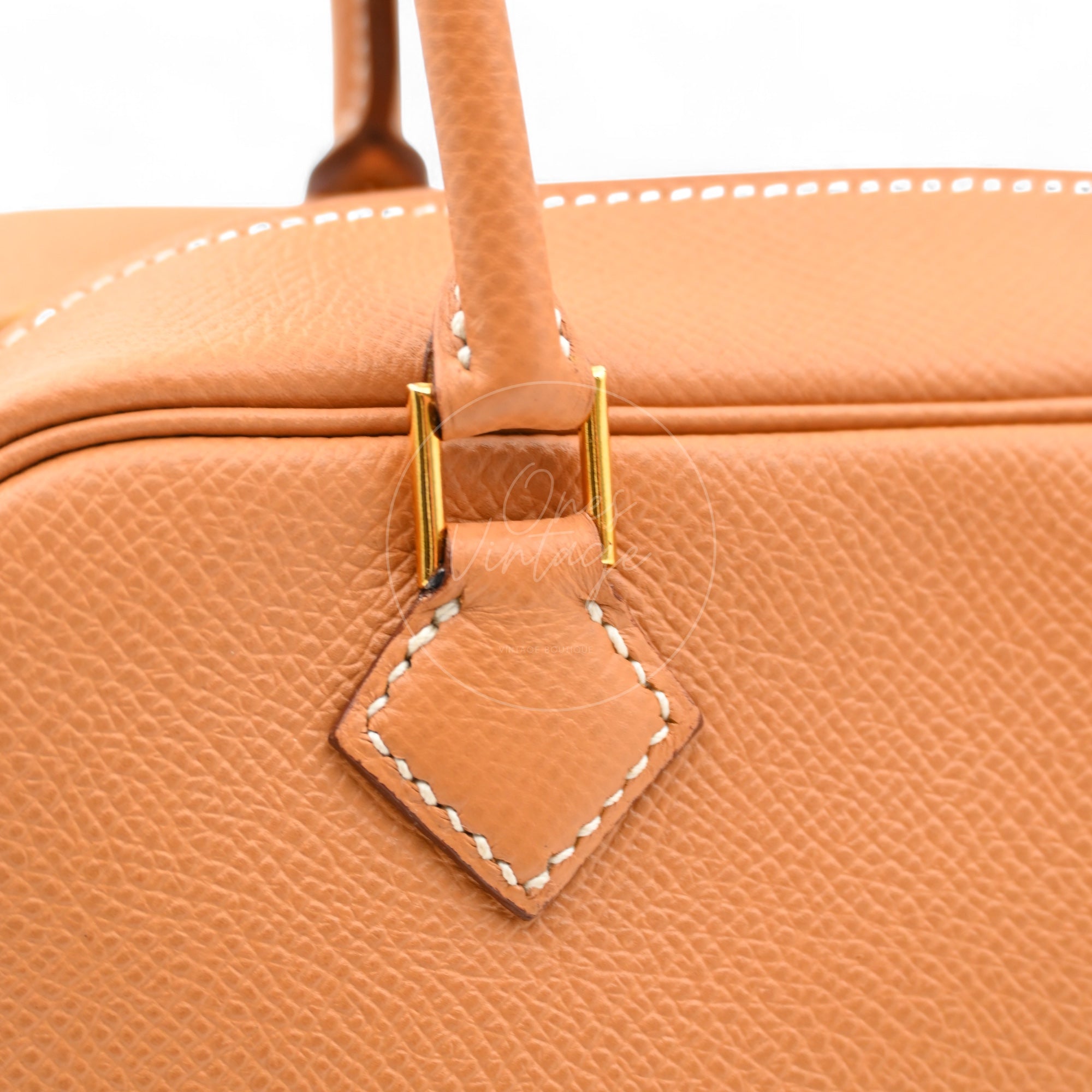 [Pre-owned] Hermes Mini Plume Natural Epsom GHW Stamp Circle W