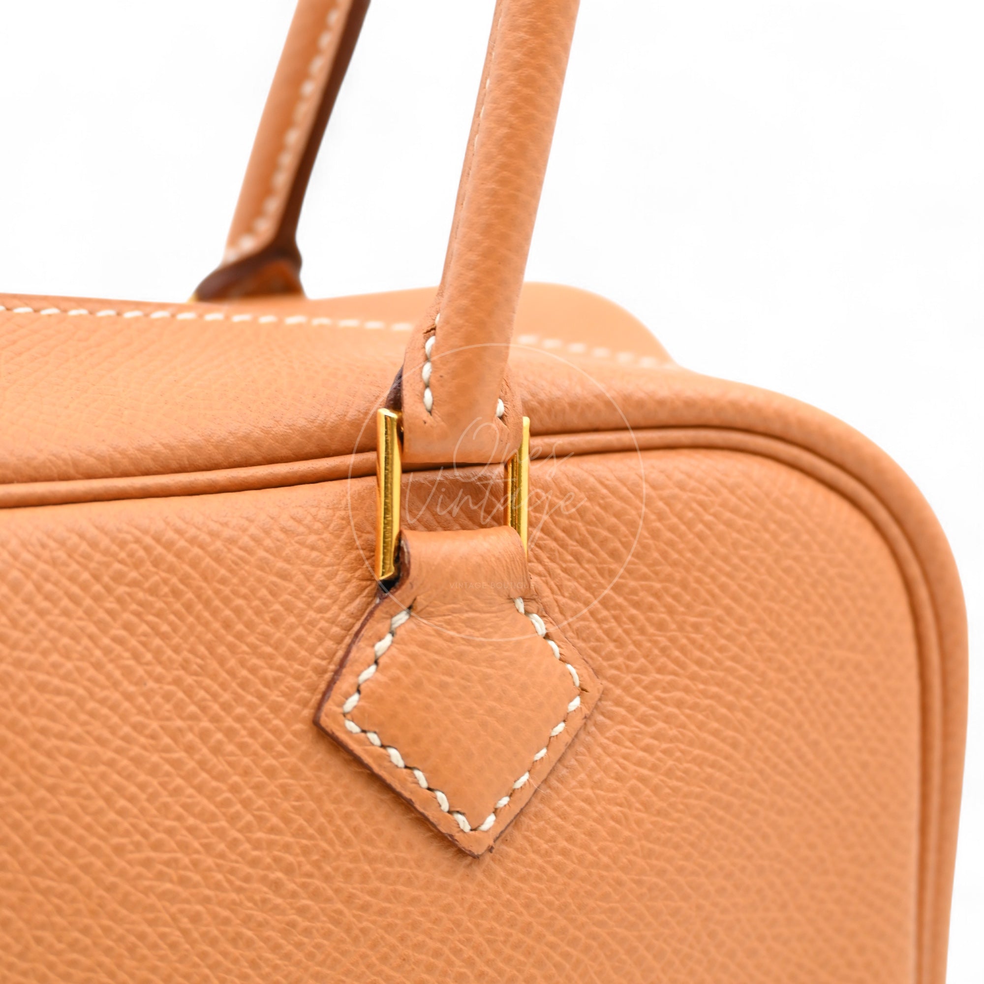 [Pre-owned] Hermes Mini Plume Natural Epsom GHW Stamp Circle W