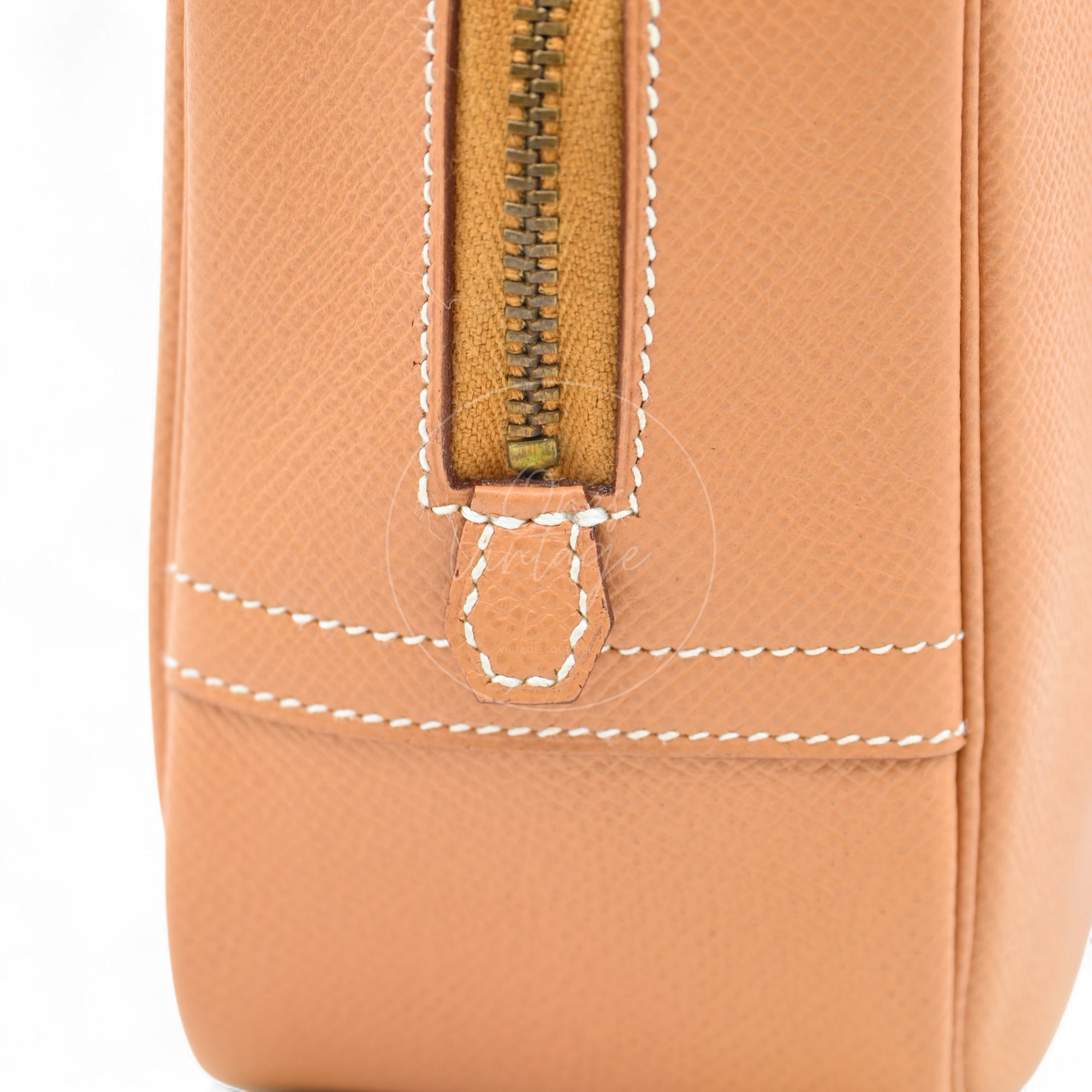 [Pre-owned] Hermes Mini Plume Natural Epsom GHW Stamp Circle W