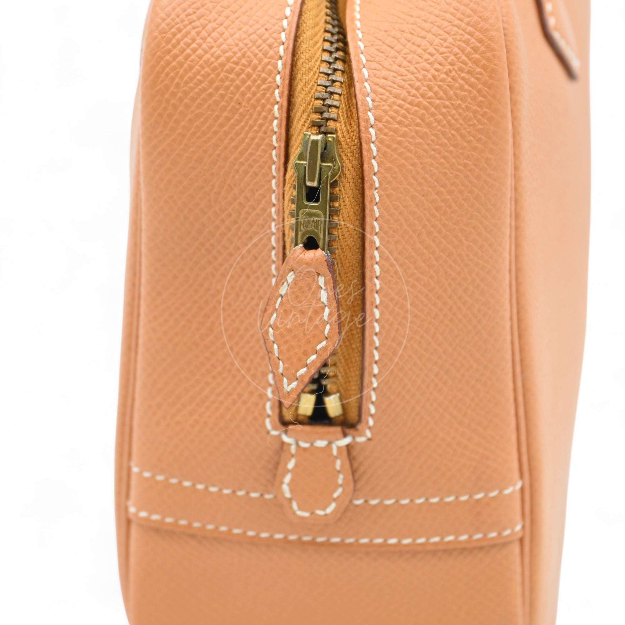 [Pre-owned] Hermes Mini Plume Natural Epsom GHW Stamp Circle W