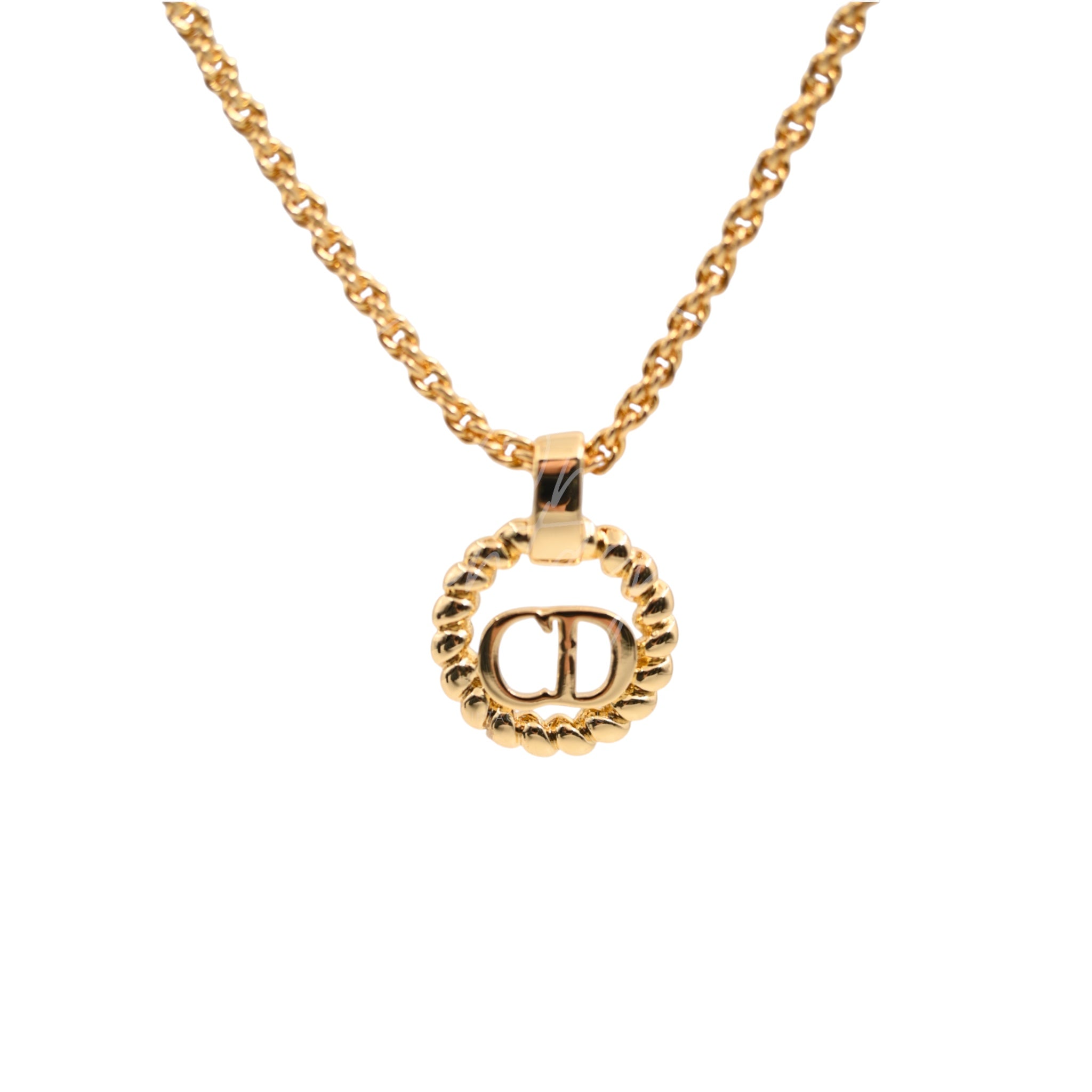 [Pre-owned] Christian Dior Enamel Detail CD Pendant Necklace