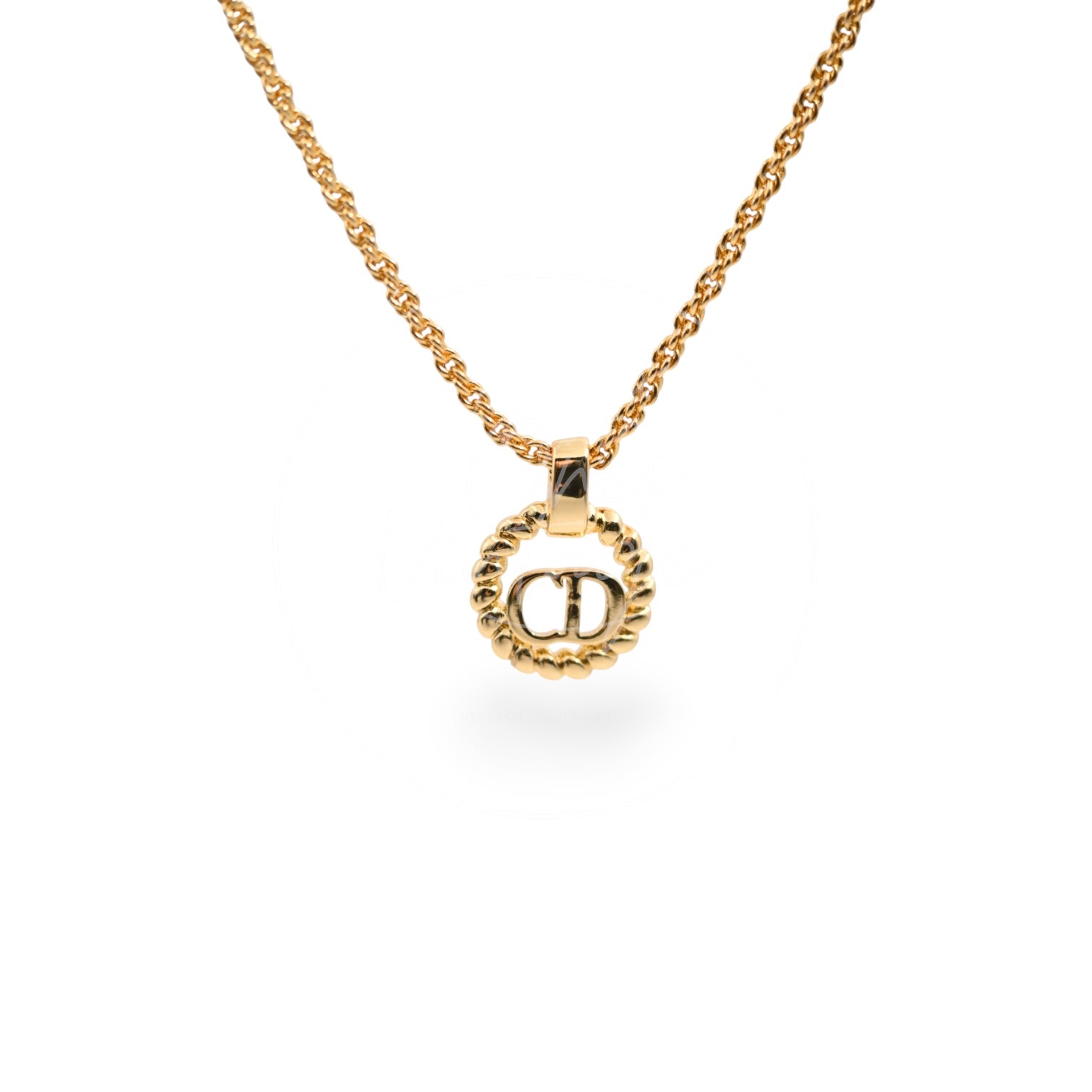 [Pre-owned] Christian Dior Enamel Detail CD Pendant Necklace