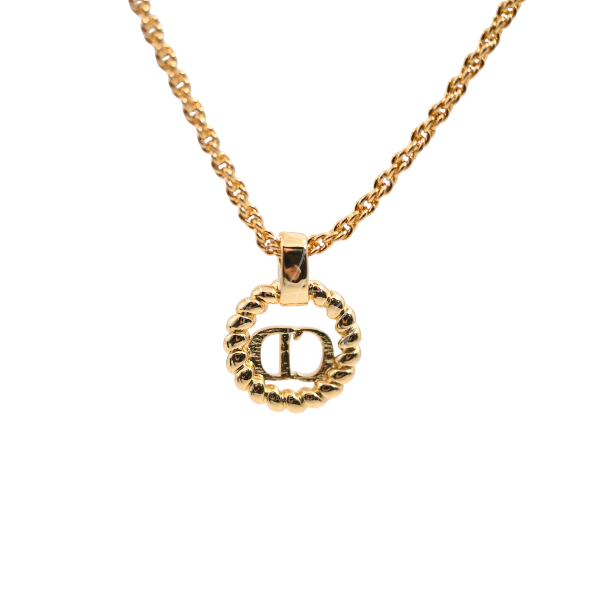 [Pre-owned] Christian Dior Enamel Detail CD Pendant Necklace