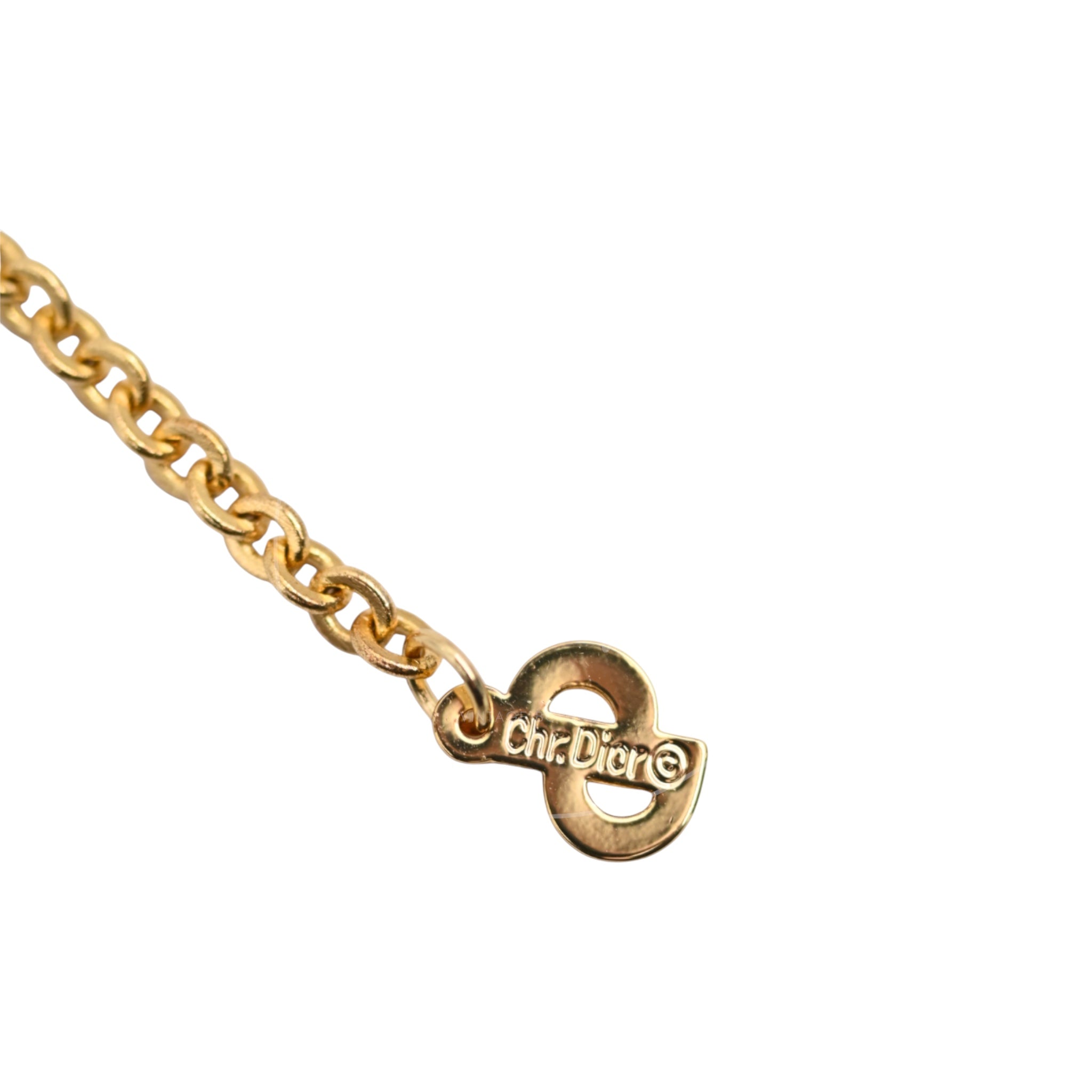 [Pre-owned] Christian Dior Enamel Detail CD Pendant Necklace