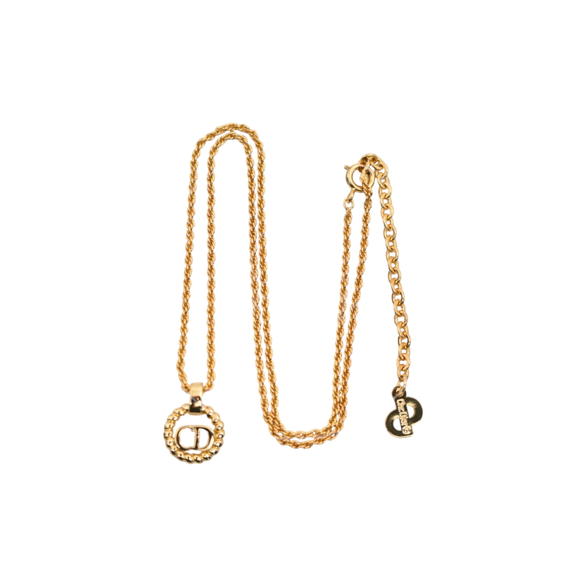 [Pre-owned] Christian Dior Enamel Detail CD Pendant Necklace