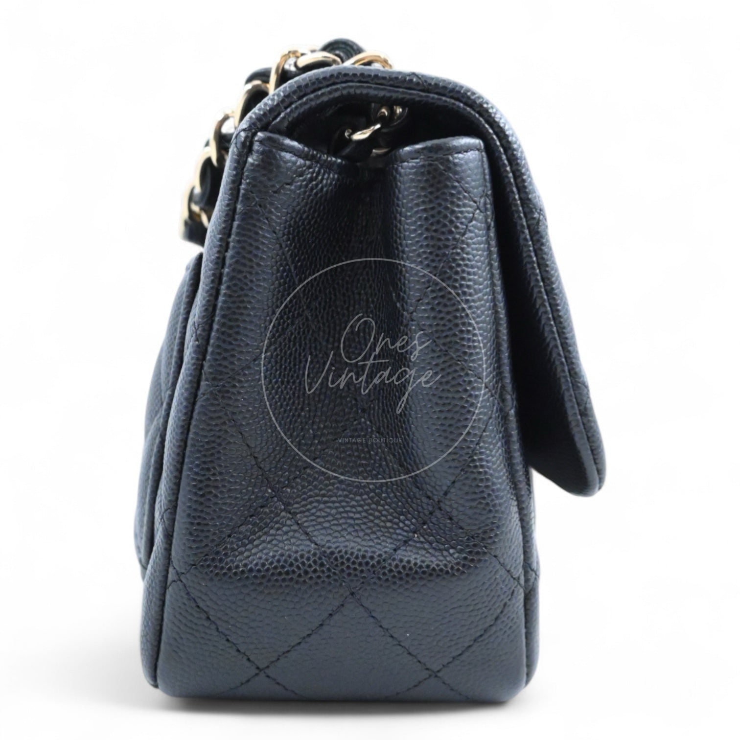 [Pre-owned] Chanel Black Caviar Mini Square Classic Flap Bag