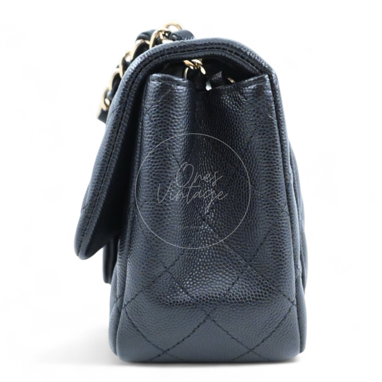 [Pre-owned] Chanel Black Caviar Mini Square Classic Flap Bag