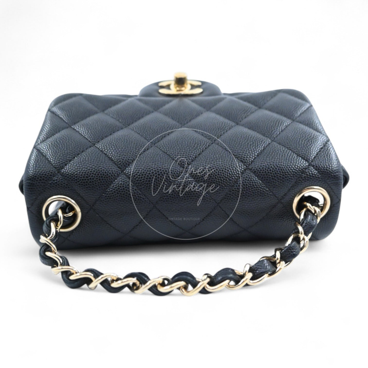 [Pre-owned] Chanel Black Caviar Mini Square Classic Flap Bag