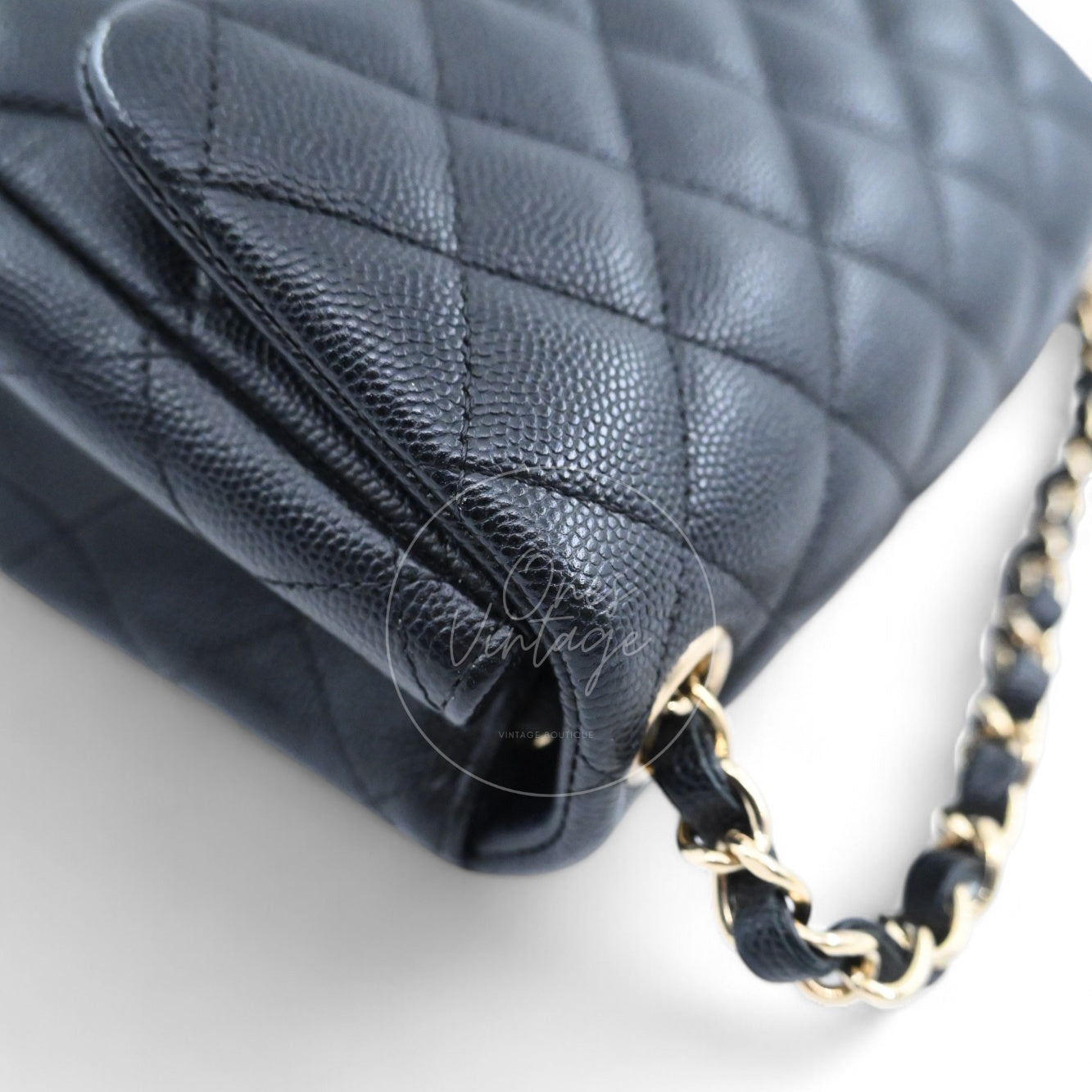 [Pre-owned] Chanel Black Caviar Mini Square Classic Flap Bag
