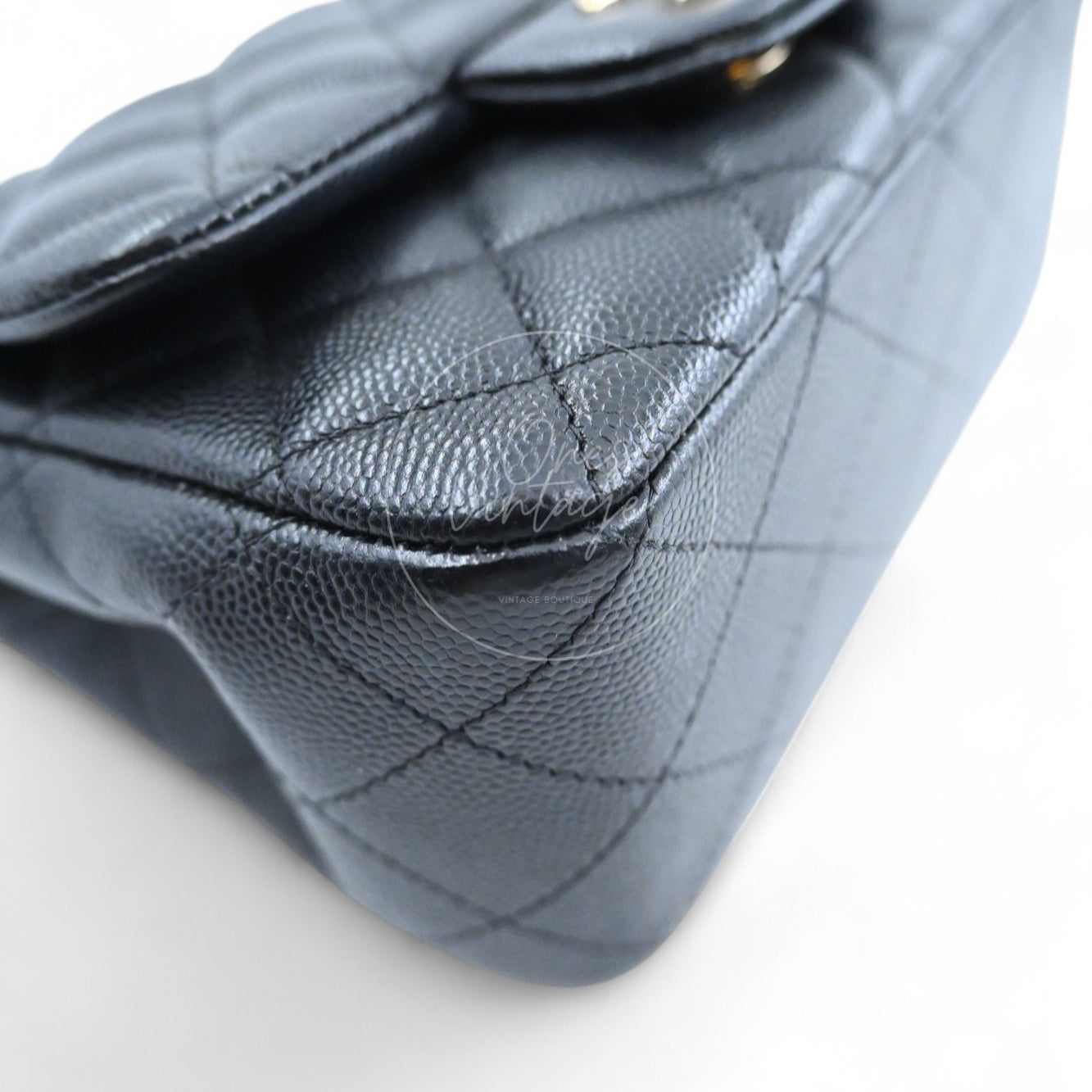[Pre-owned] Chanel Black Caviar Mini Square Classic Flap Bag