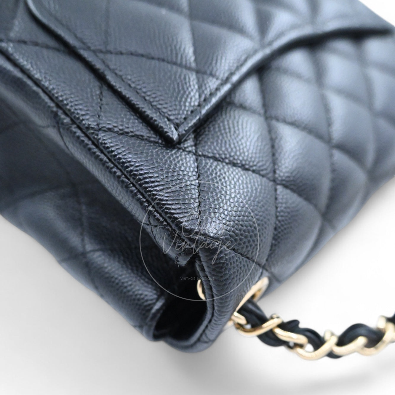 [Pre-owned] Chanel Black Caviar Mini Square Classic Flap Bag