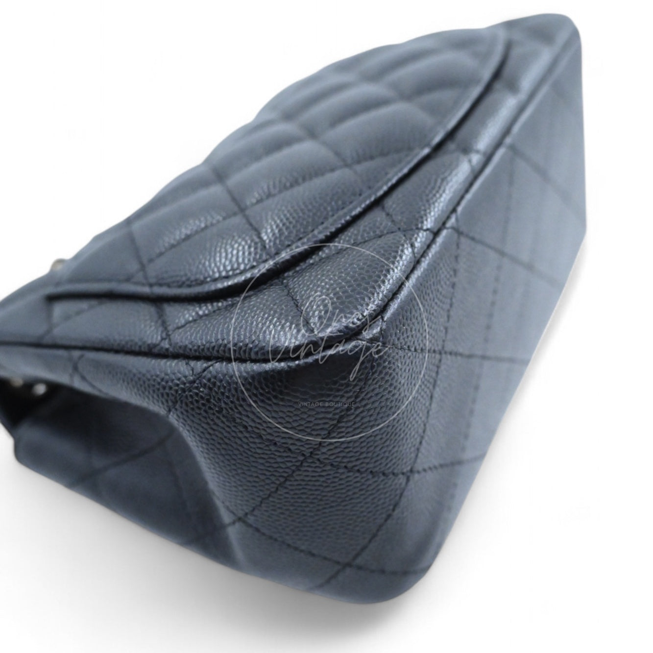 [Pre-owned] Chanel Black Caviar Mini Square Classic Flap Bag