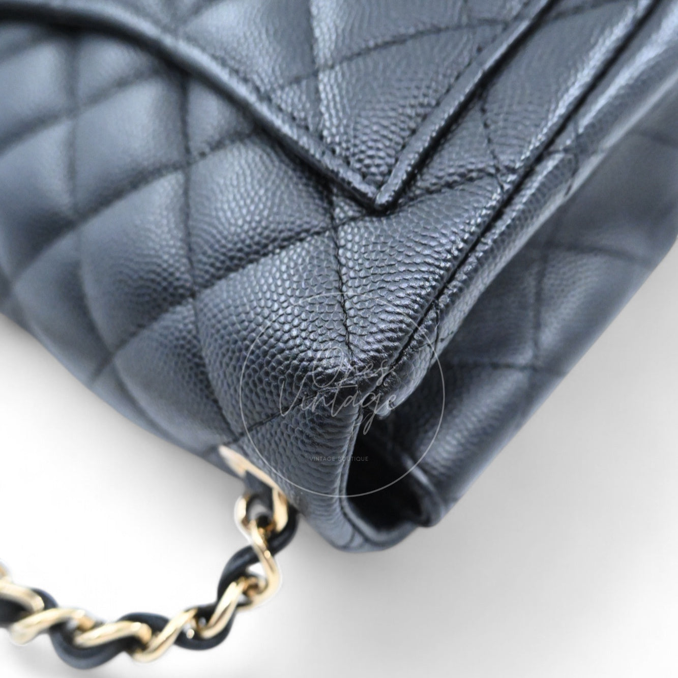[Pre-owned] Chanel Black Caviar Mini Square Classic Flap Bag