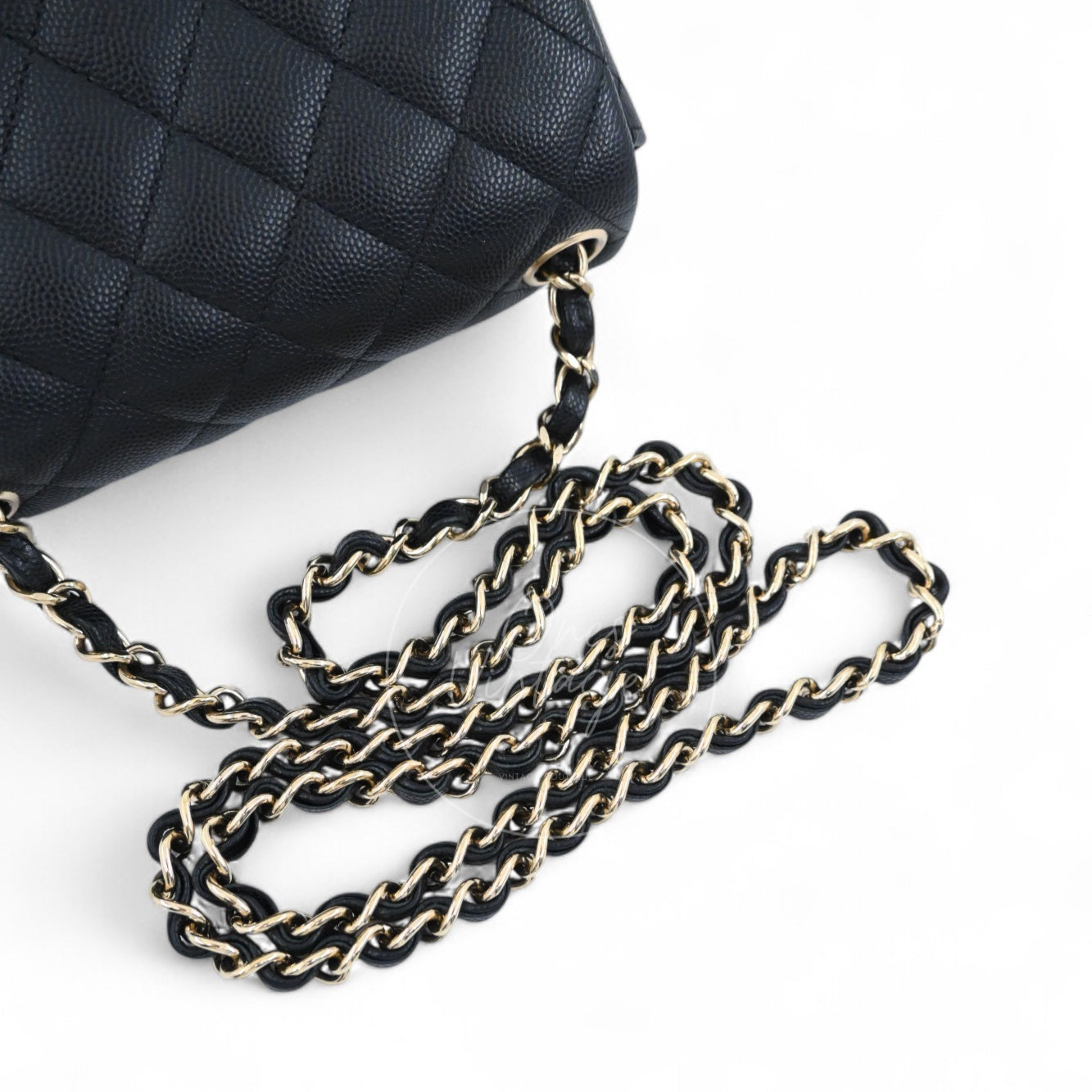 [Pre-owned] Chanel Black Caviar Mini Square Classic Flap Bag
