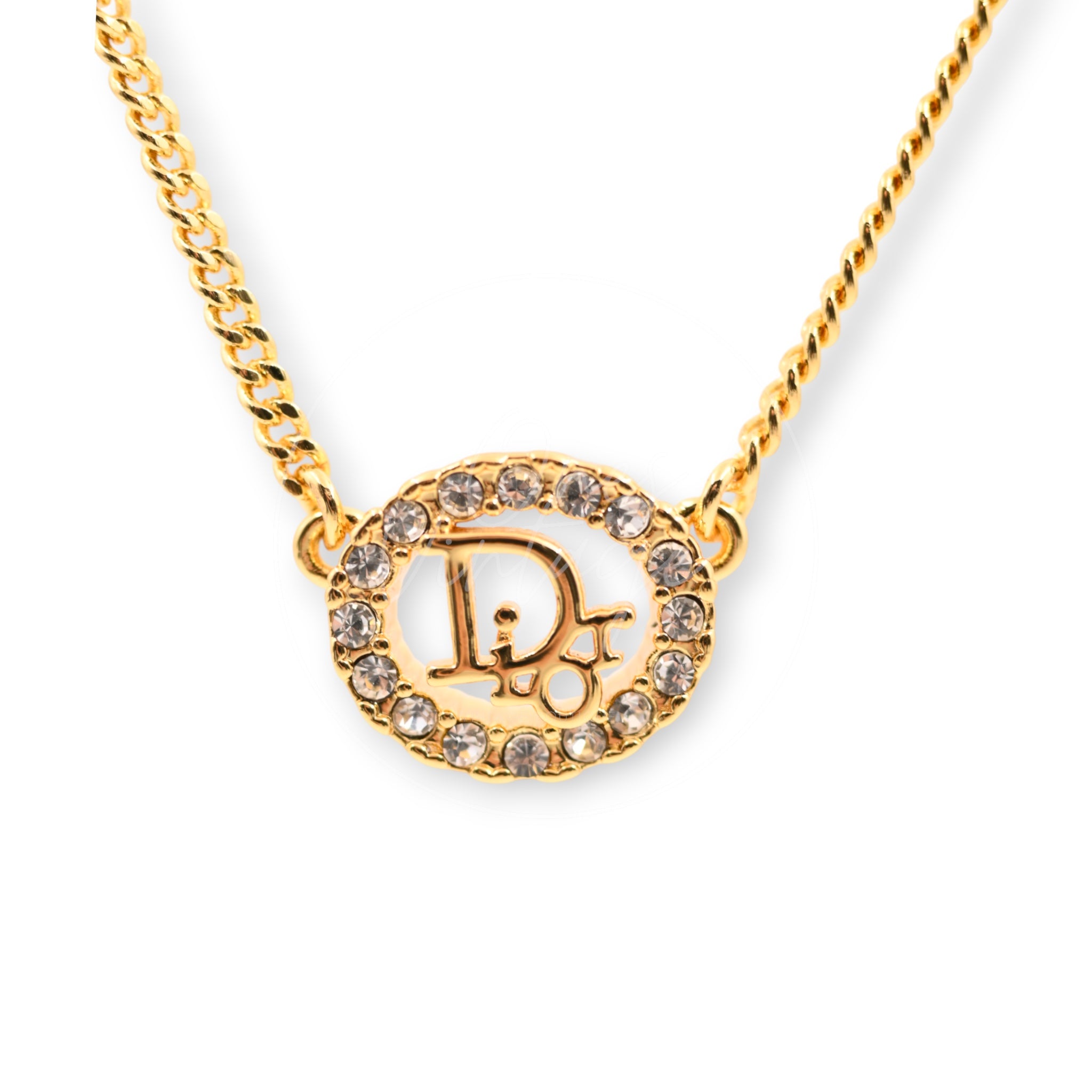 [Pre-owned] Christian Dior Crystal-embellished Logo-pendant Necklace