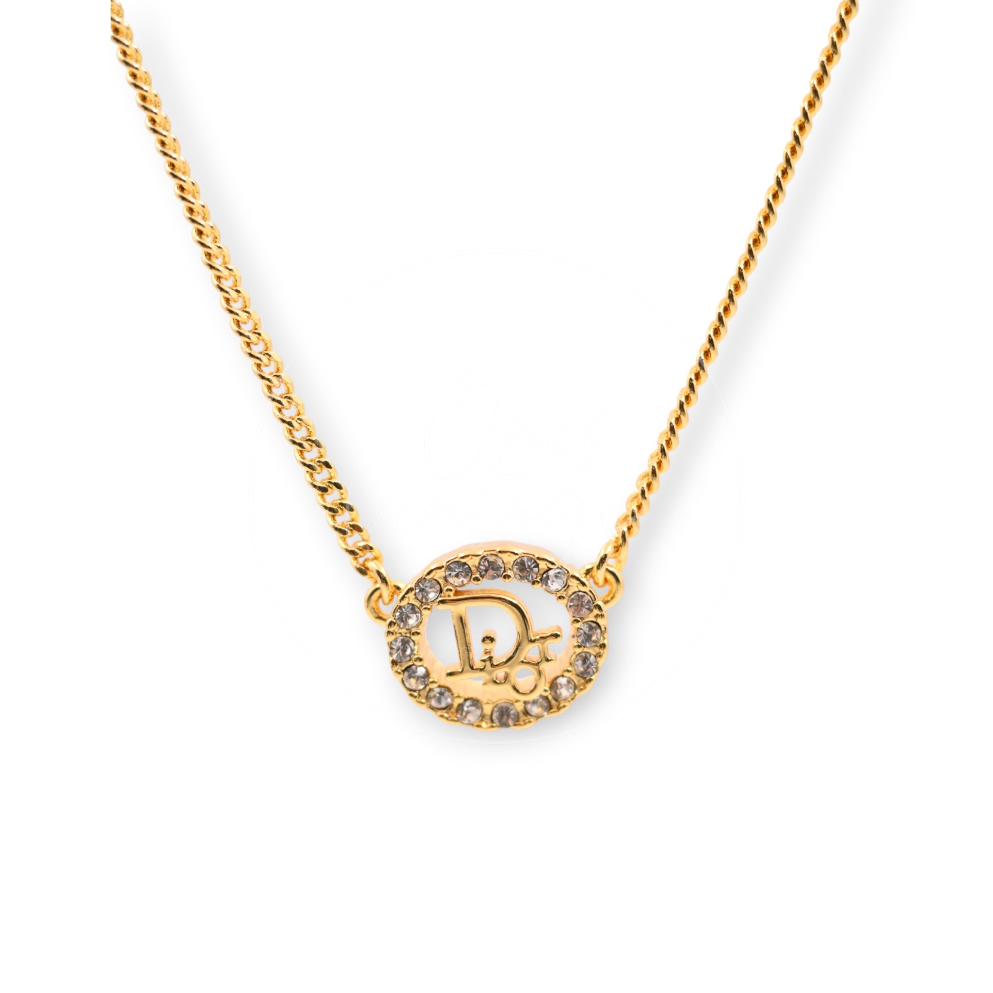[Pre-owned] Christian Dior Crystal-embellished Logo-pendant Necklace