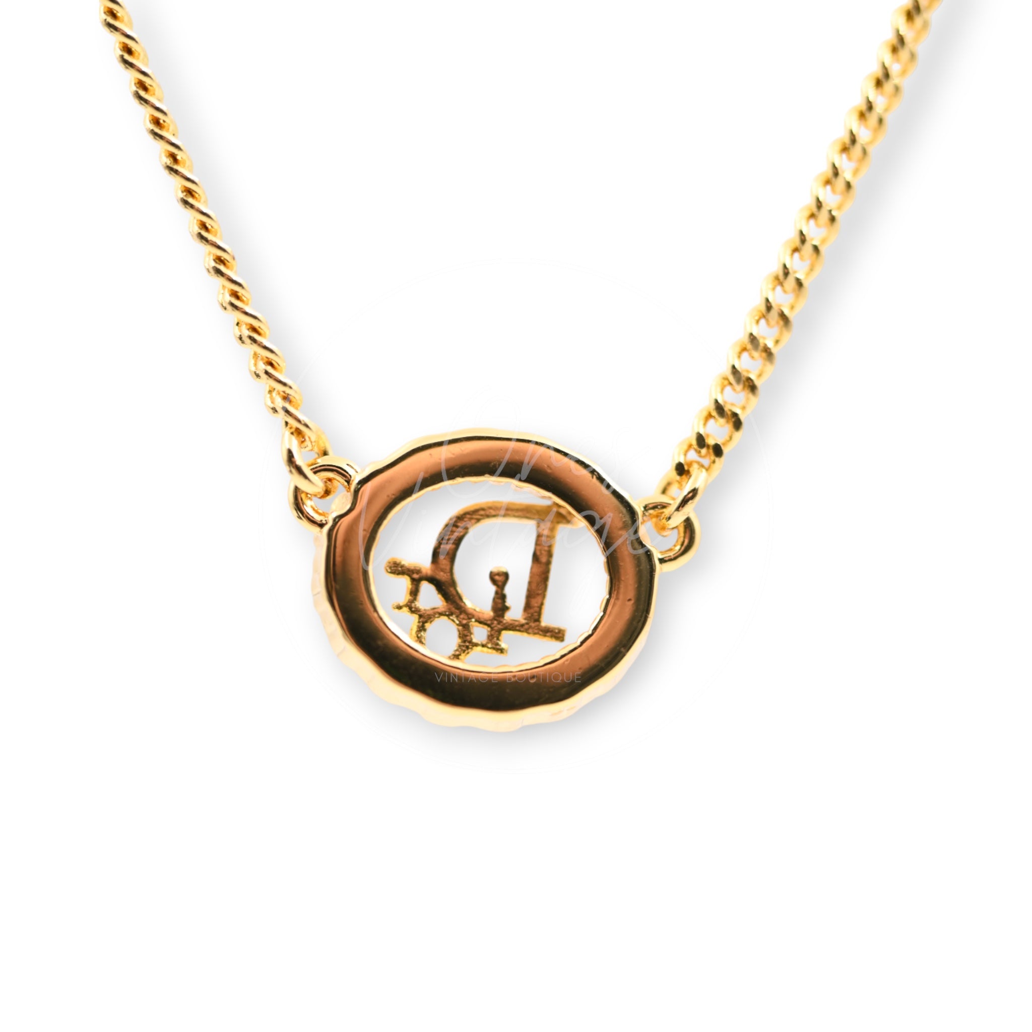 [Pre-owned] Christian Dior Crystal-embellished Logo-pendant Necklace