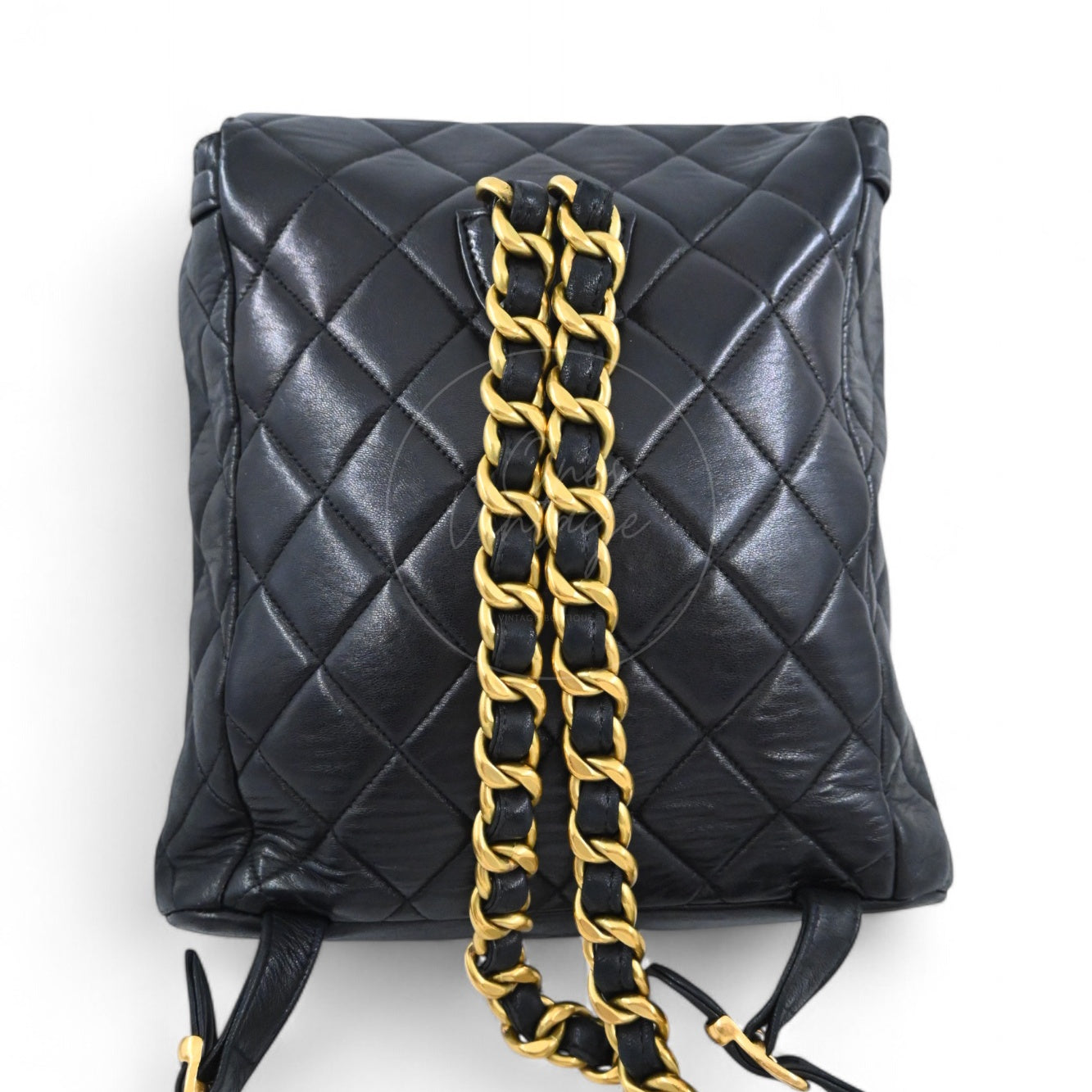 [Pre-owned] Chanel Vintage Black lambskin Large Duma Backpack
