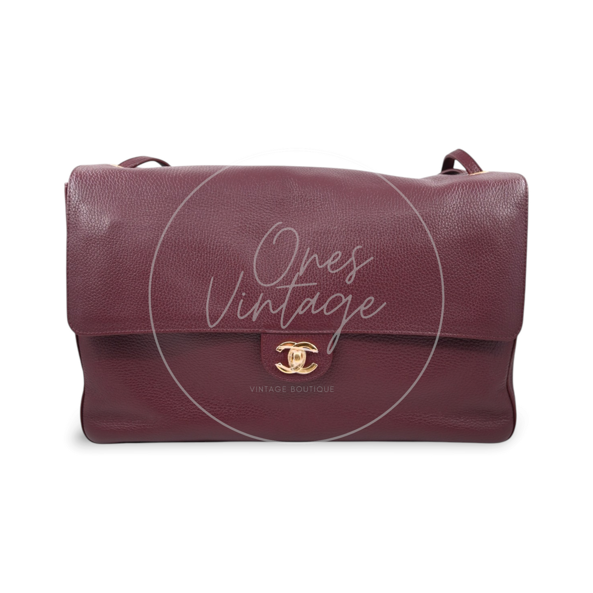 Chanel Maxi 38cm Flap Bag GHW Burgundy Series UC