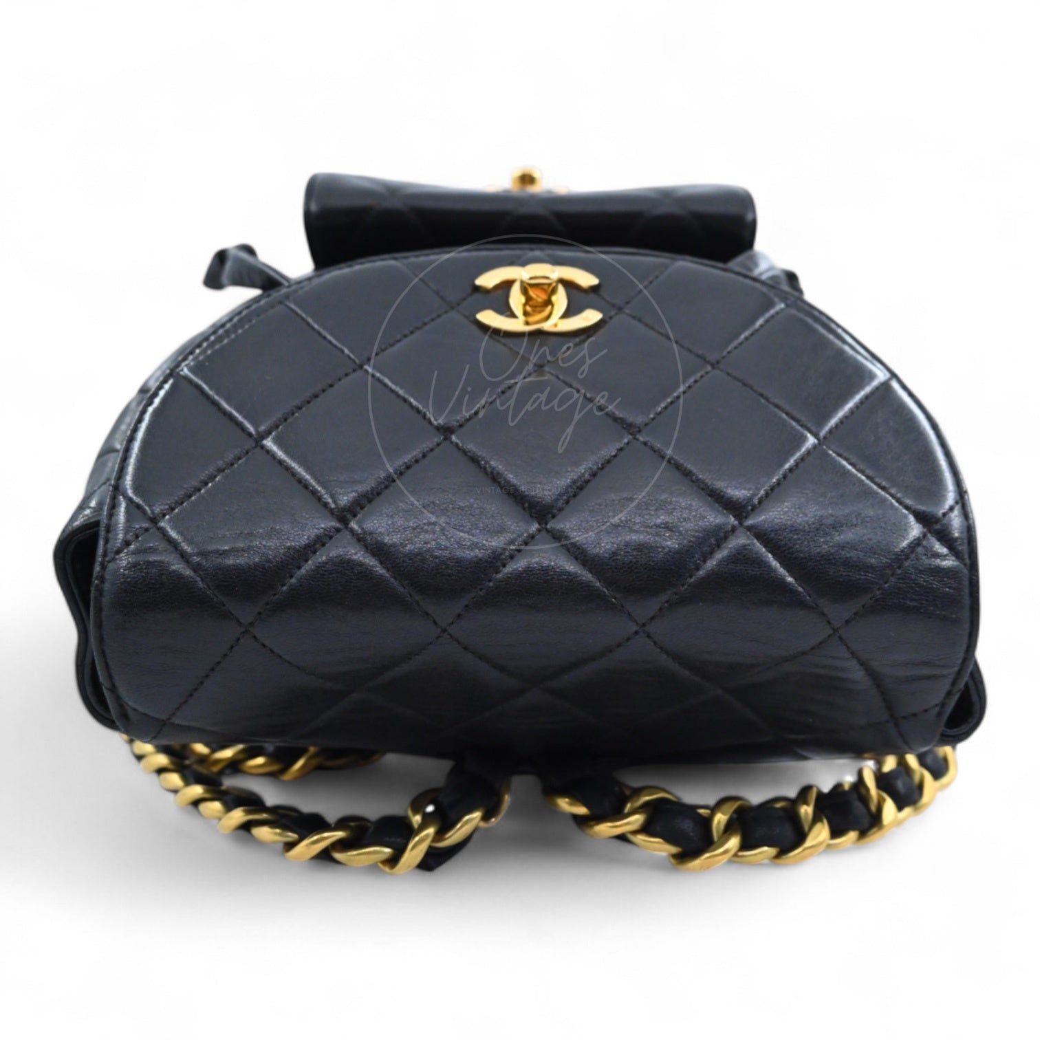 [Pre-owned] Chanel Vintage Black lambskin Large Duma Backpack