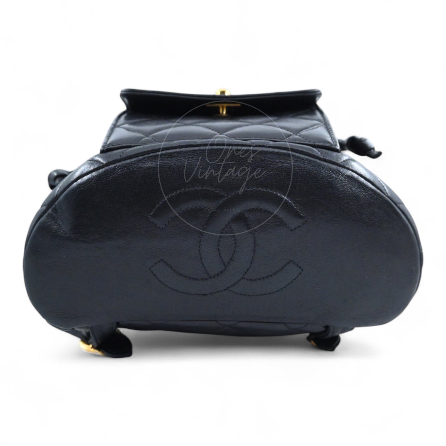 [Pre-owned] Chanel Vintage Black lambskin Large Duma Backpack