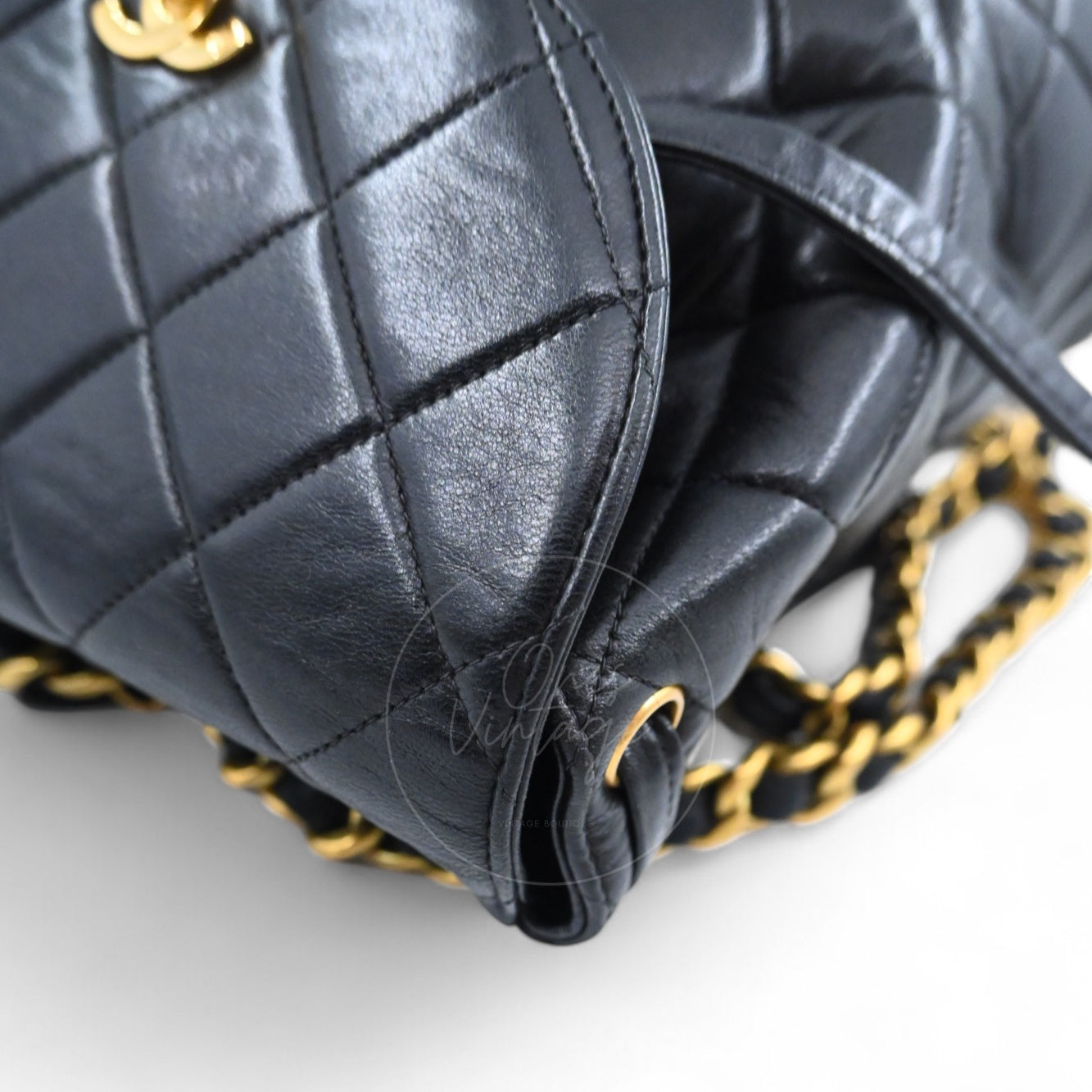 [Pre-owned] Chanel Vintage Black lambskin Large Duma Backpack