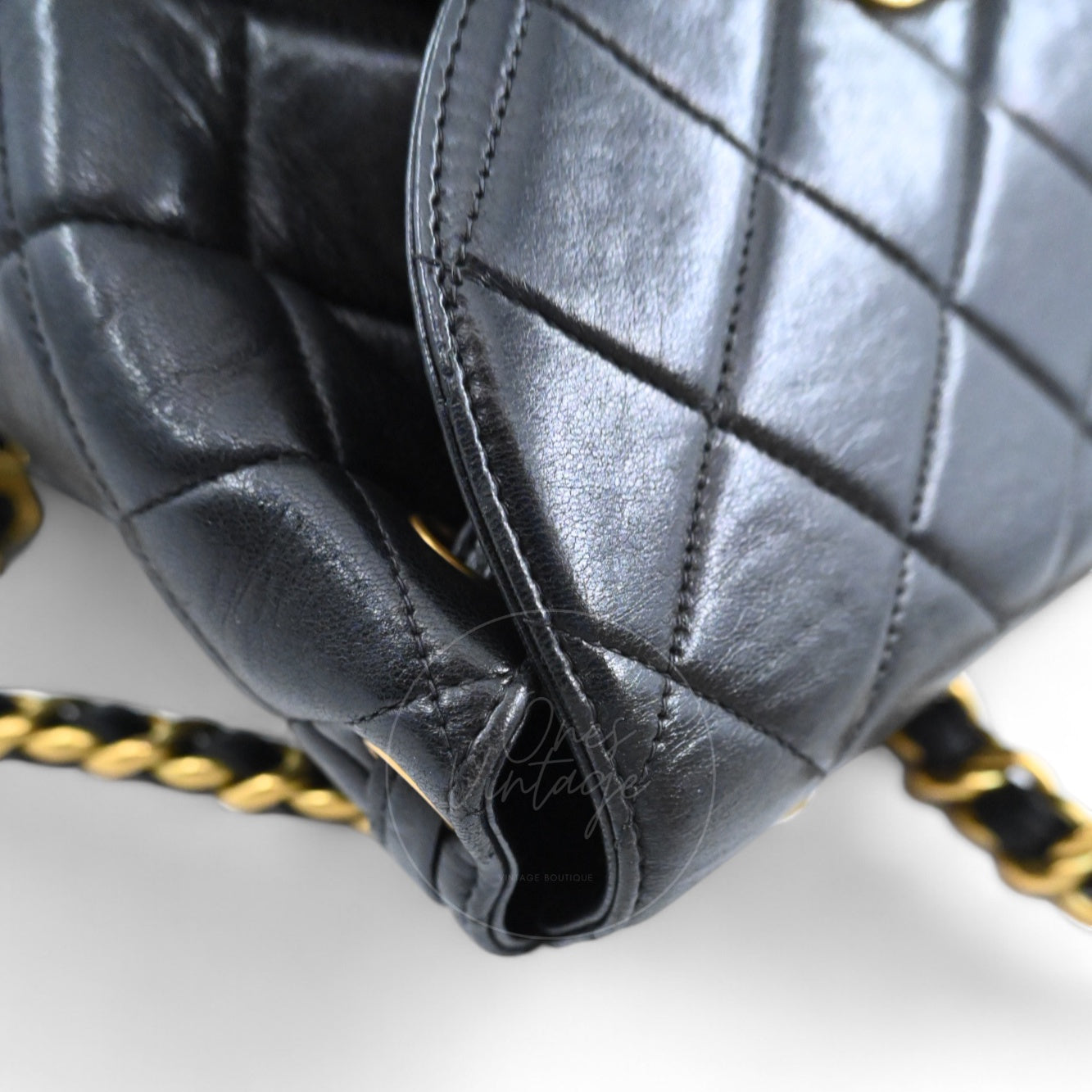 [Pre-owned] Chanel Vintage Black lambskin Large Duma Backpack