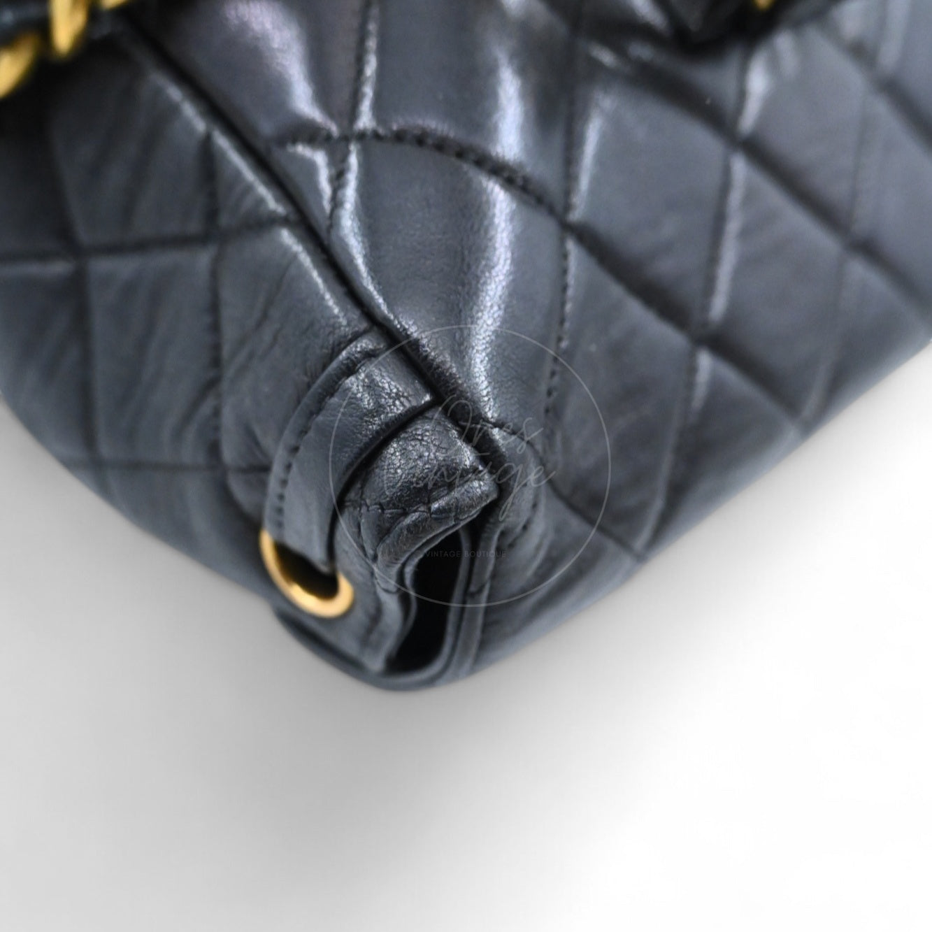 [Pre-owned] Chanel Vintage Black lambskin Large Duma Backpack