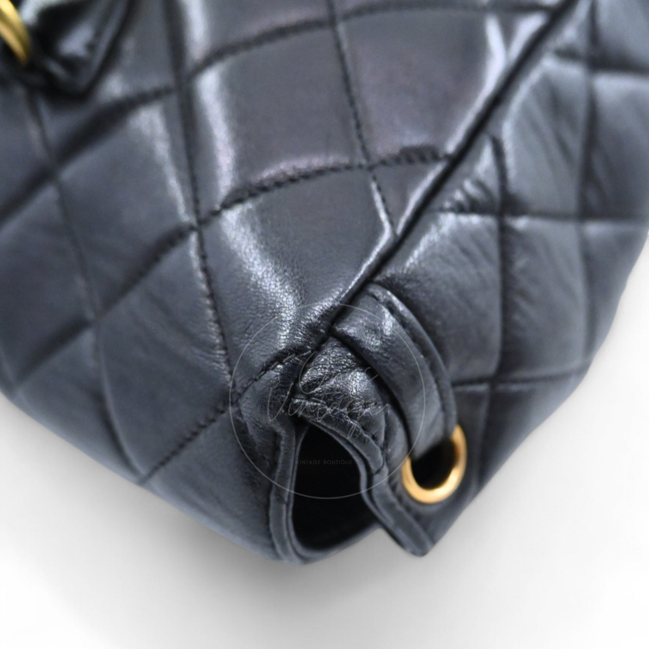 [Pre-owned] Chanel Vintage Black lambskin Large Duma Backpack