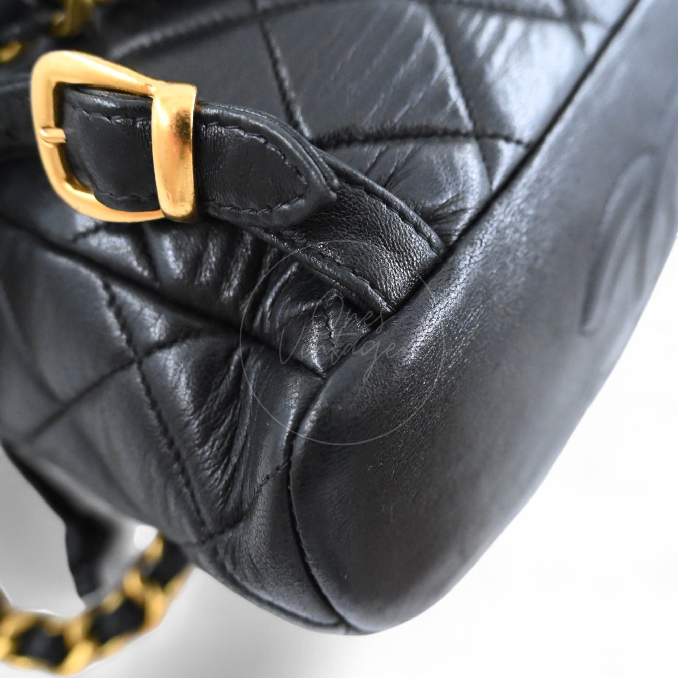 [Pre-owned] Chanel Vintage Black lambskin Large Duma Backpack