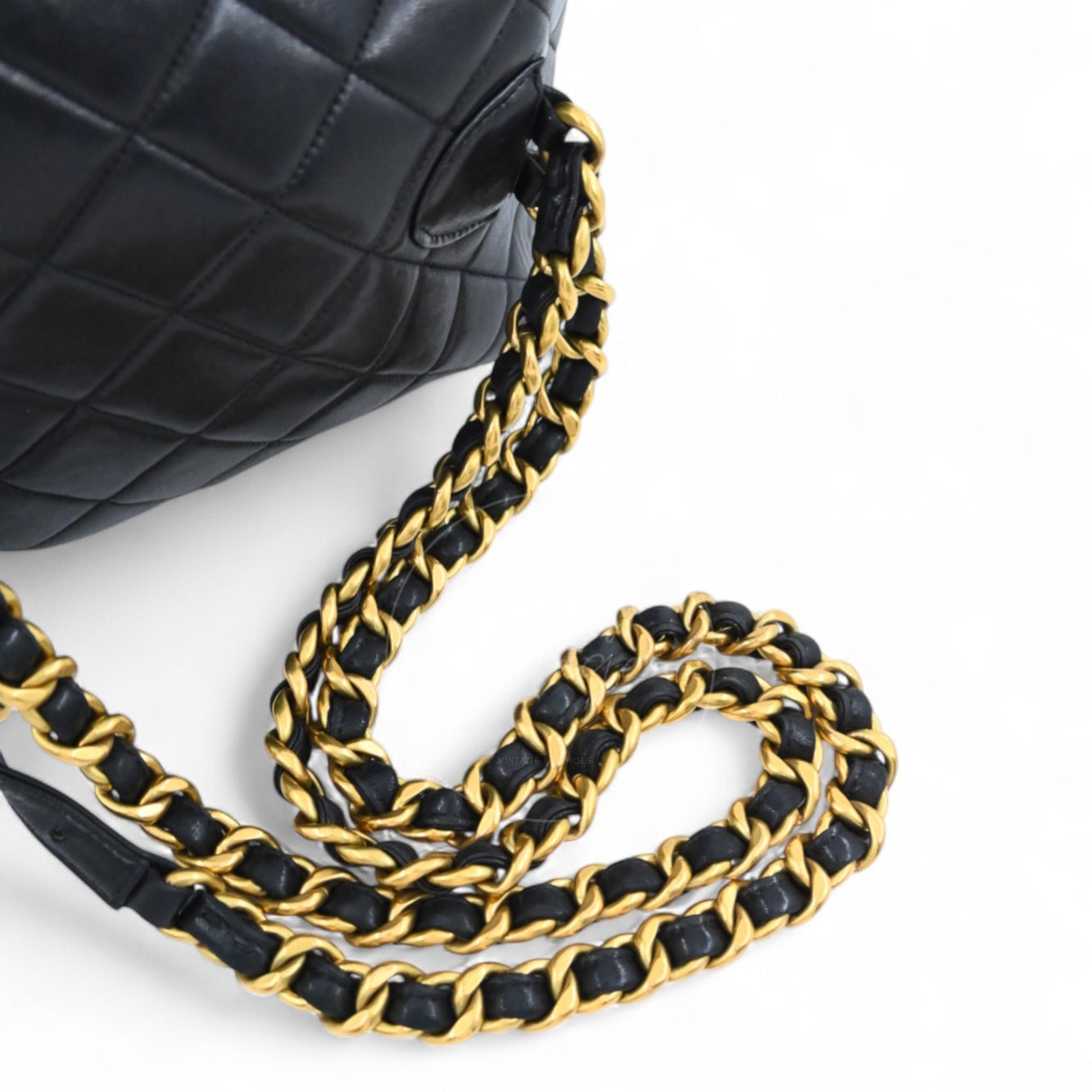 [Pre-owned] Chanel Vintage Black lambskin Large Duma Backpack