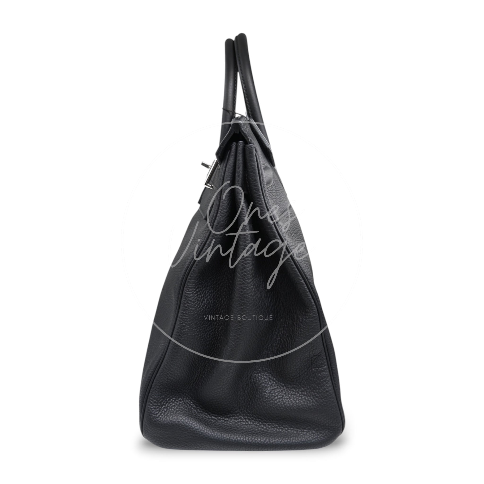 [Pre-owned] Hermes HAC 40 Black PHW Stamp Square N