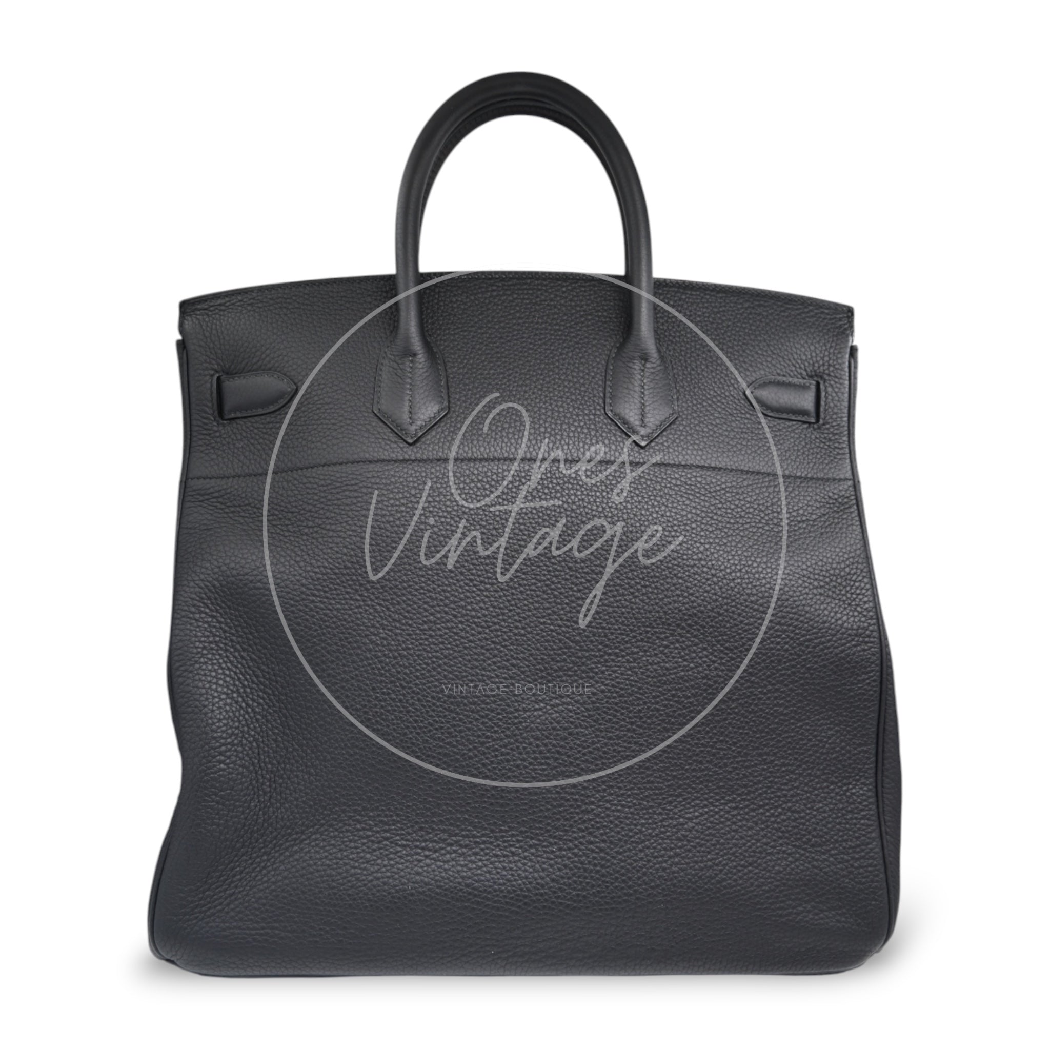 [Pre-owned] Hermes HAC 40 Black PHW Stamp Square N
