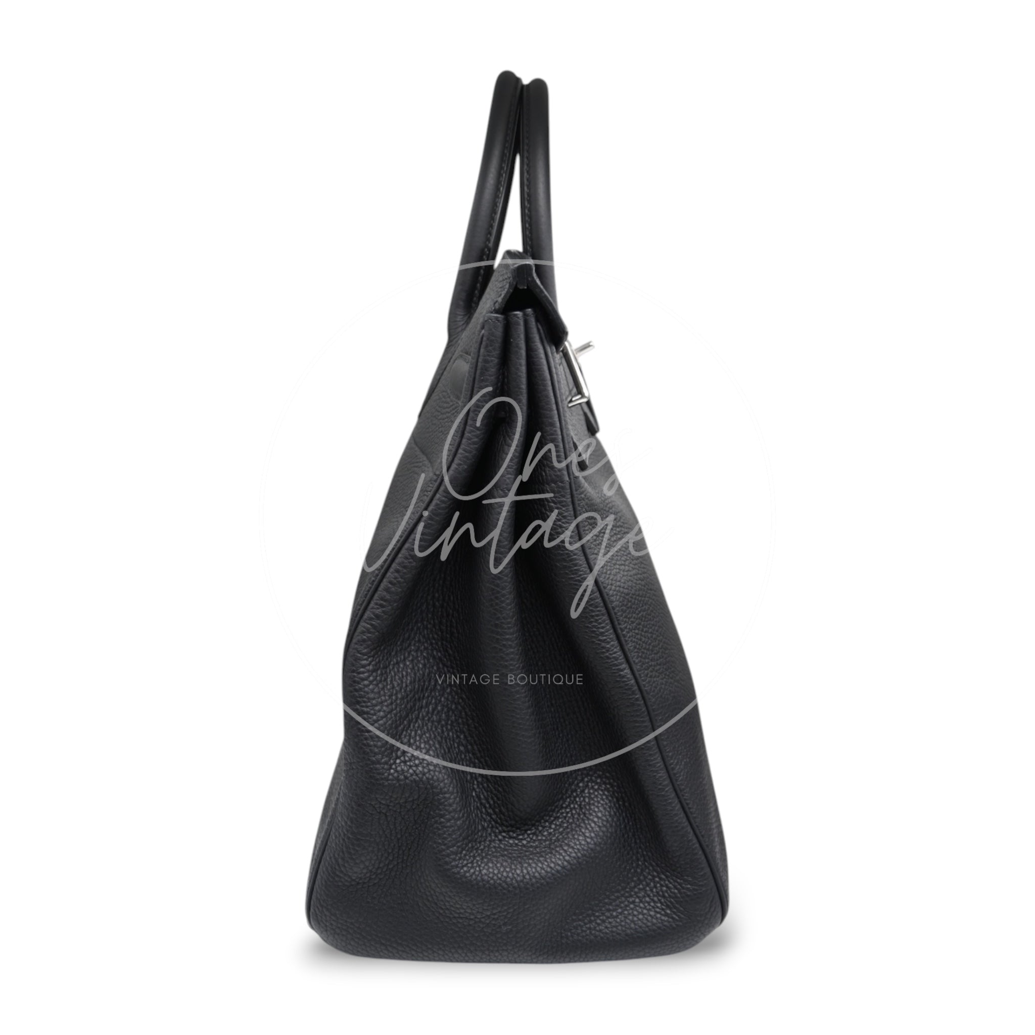 [Pre-owned] Hermes HAC 40 Black PHW Stamp Square N