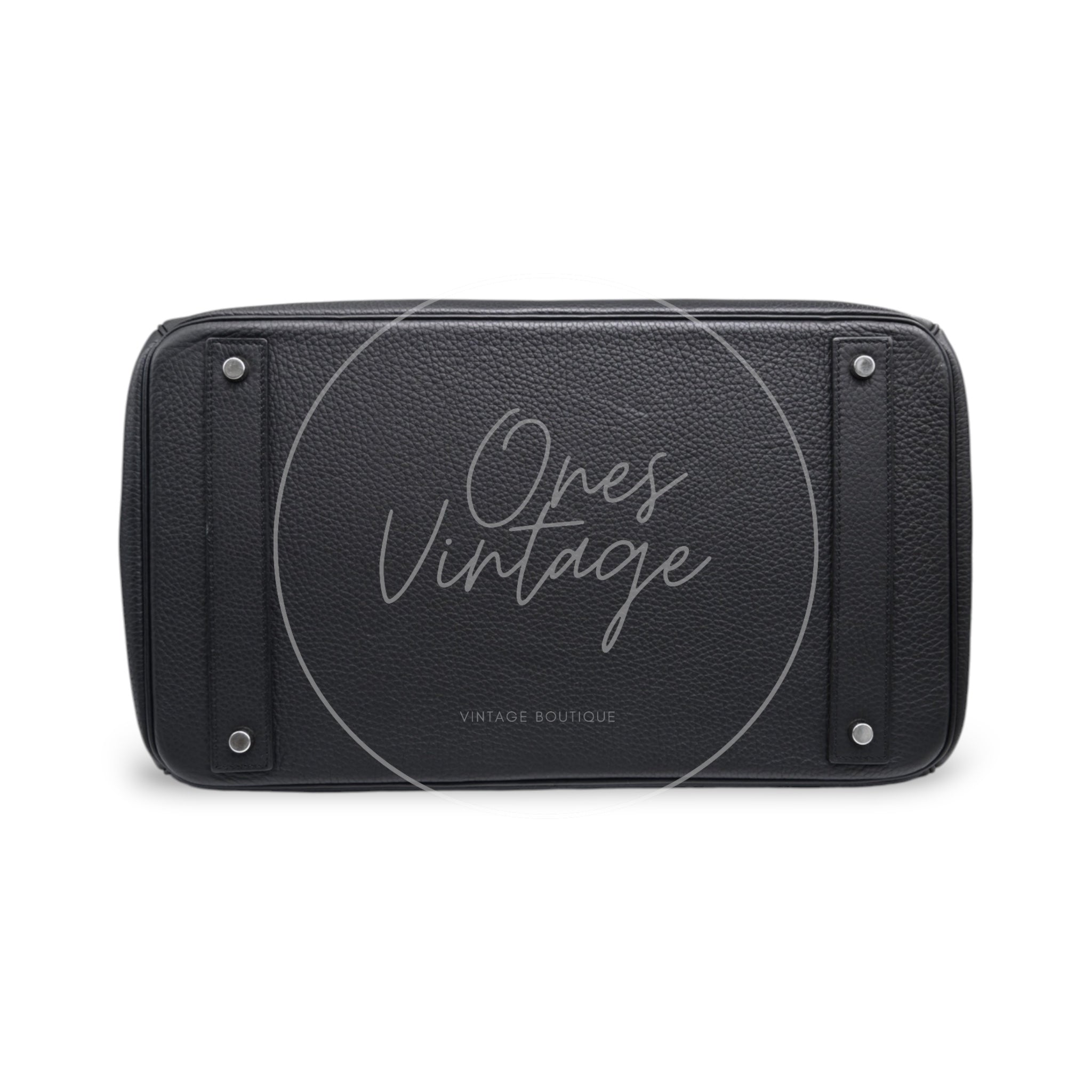 [Pre-owned] Hermes HAC 40 Black PHW Stamp Square N