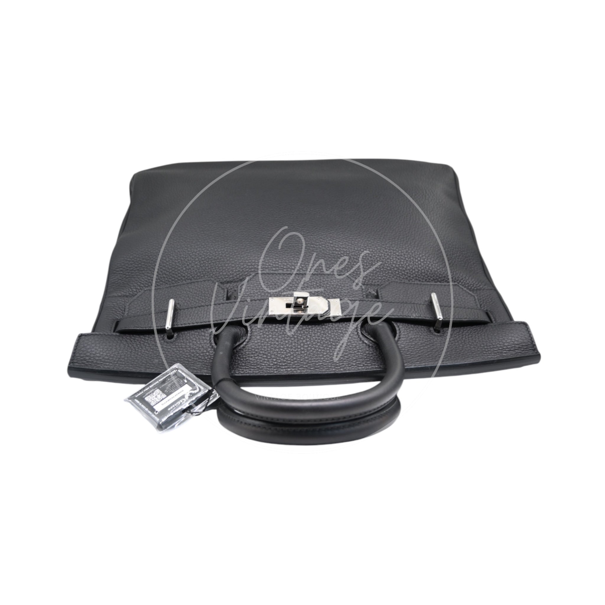 [Pre-owned] Hermes HAC 40 Black PHW Stamp Square N