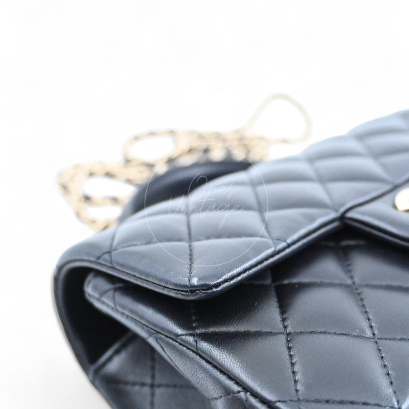 [Pre-owned] Chanel Lambskin Mini Rectangular Flap Black Bag With Top Handle