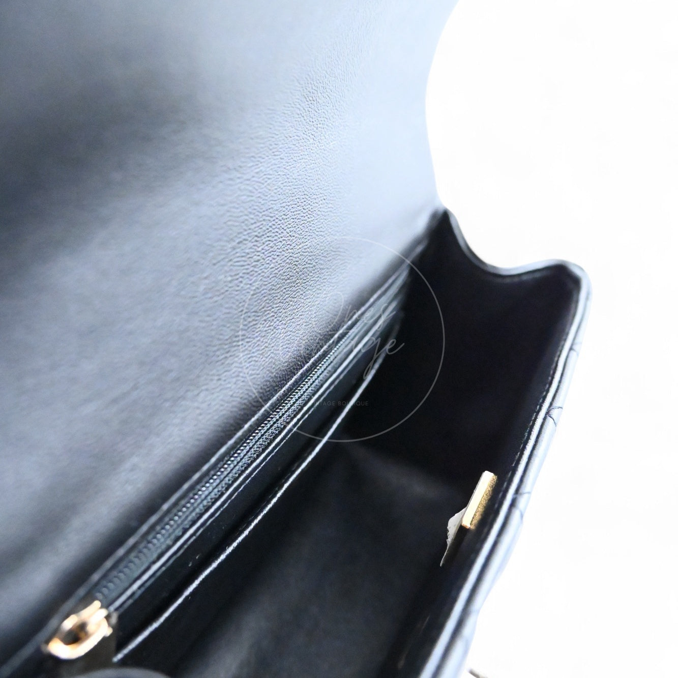 [Pre-owned] Chanel Lambskin Mini Rectangular Flap Black Bag With Top Handle