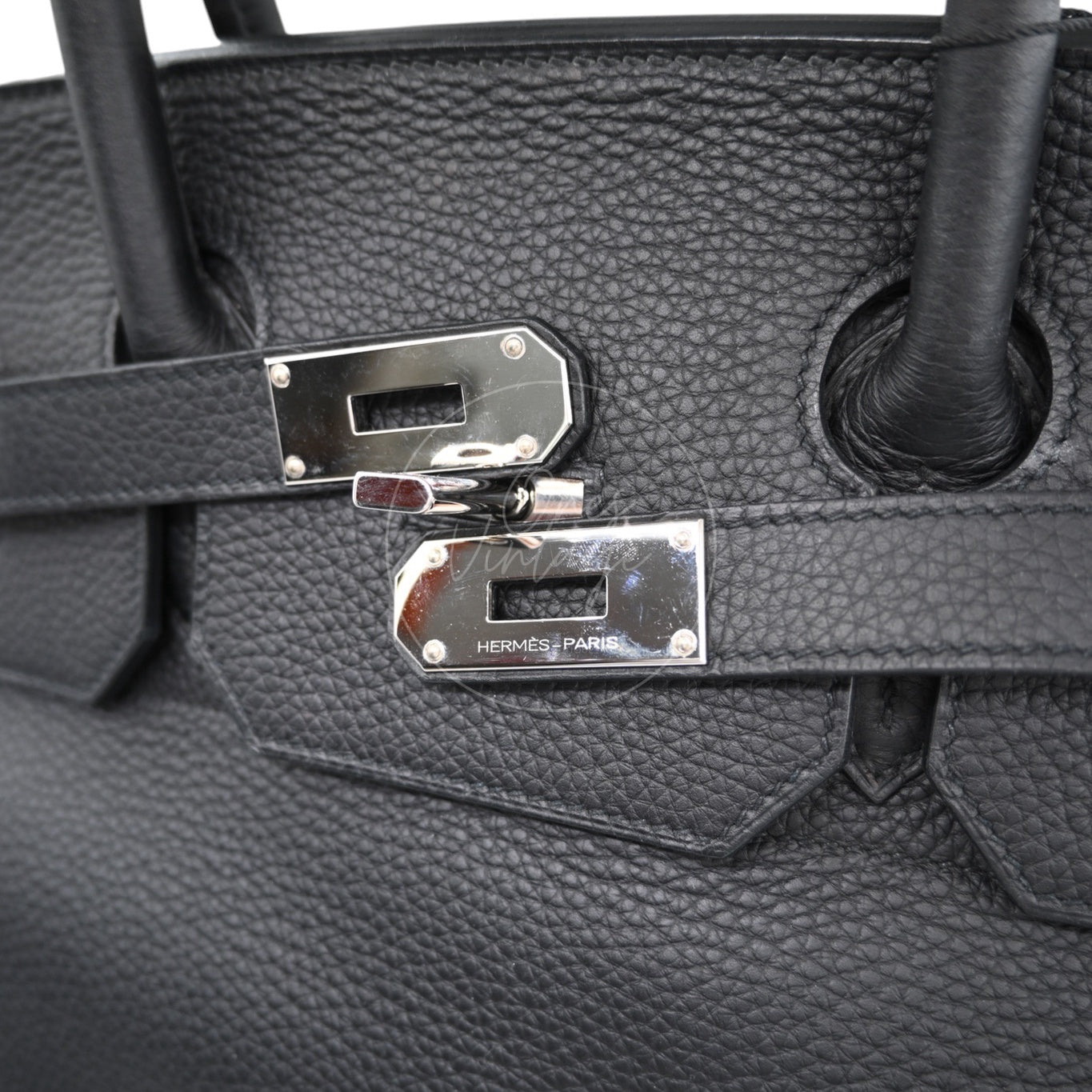 [Pre-owned] Hermes HAC 40 Black PHW Stamp Square N