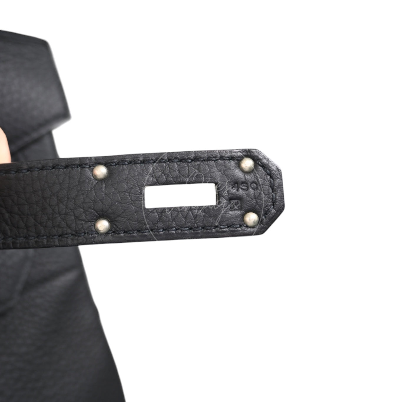 [Pre-owned] Hermes HAC 40 Black PHW Stamp Square N