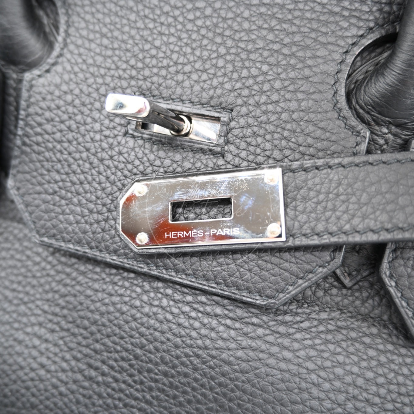 [Pre-owned] Hermes HAC 40 Black PHW Stamp Square N