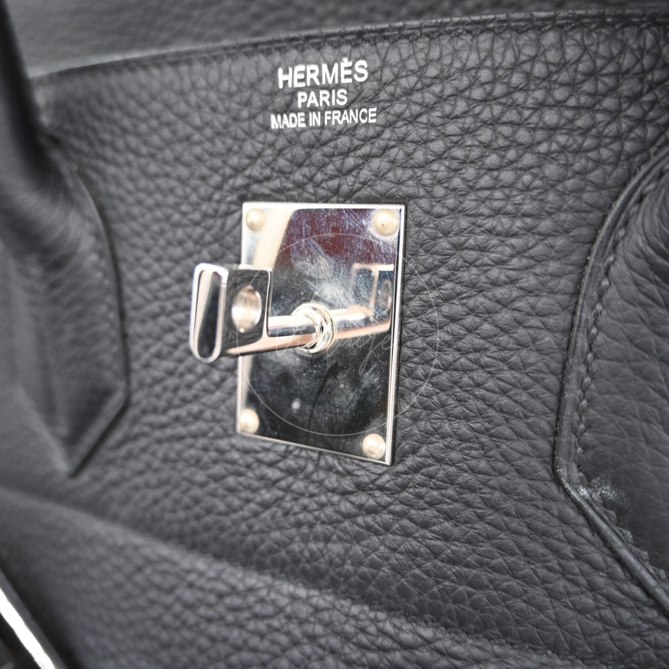 [Pre-owned] Hermes HAC 40 Black PHW Stamp Square N