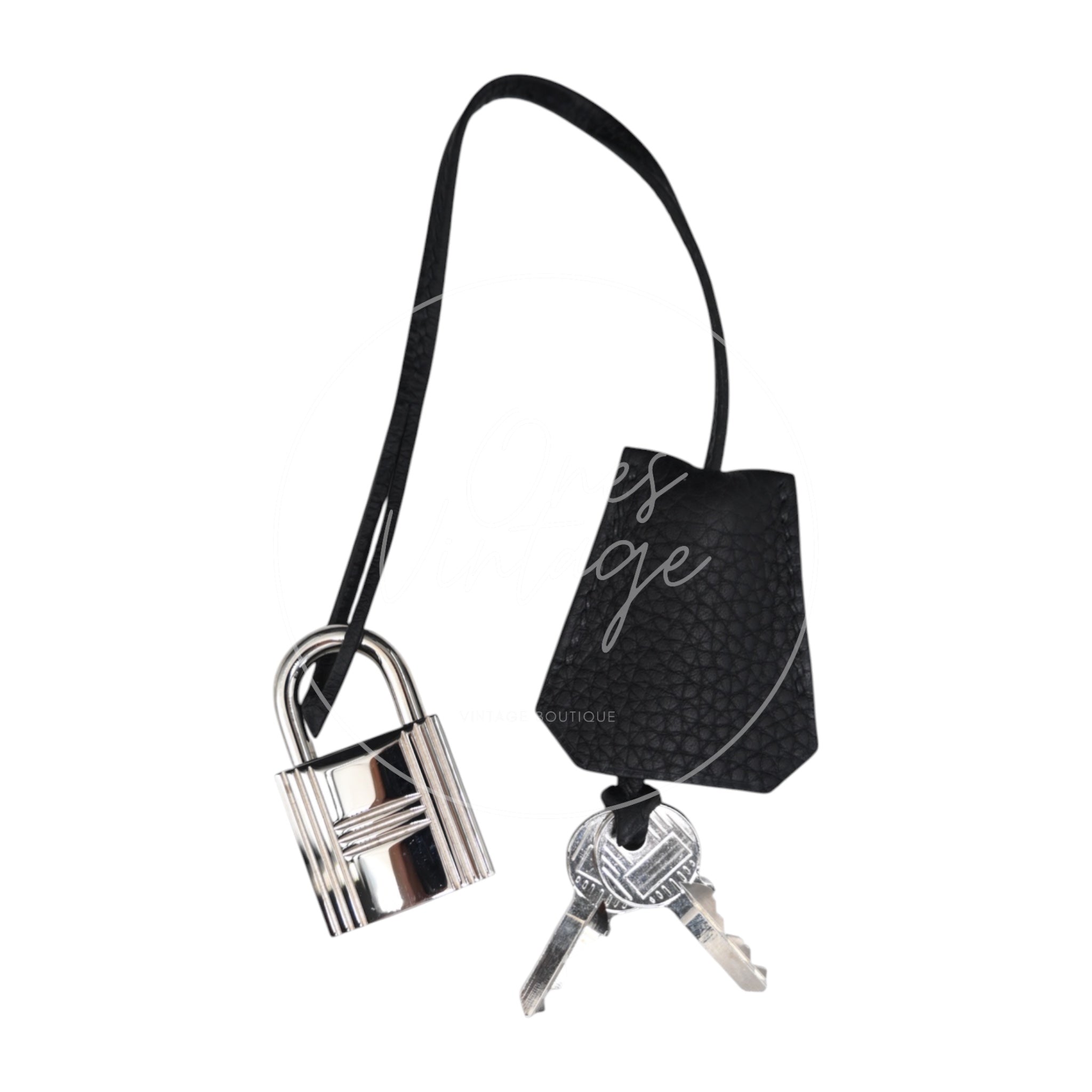 [Pre-owned] Hermes HAC 40 Black PHW Stamp Square N