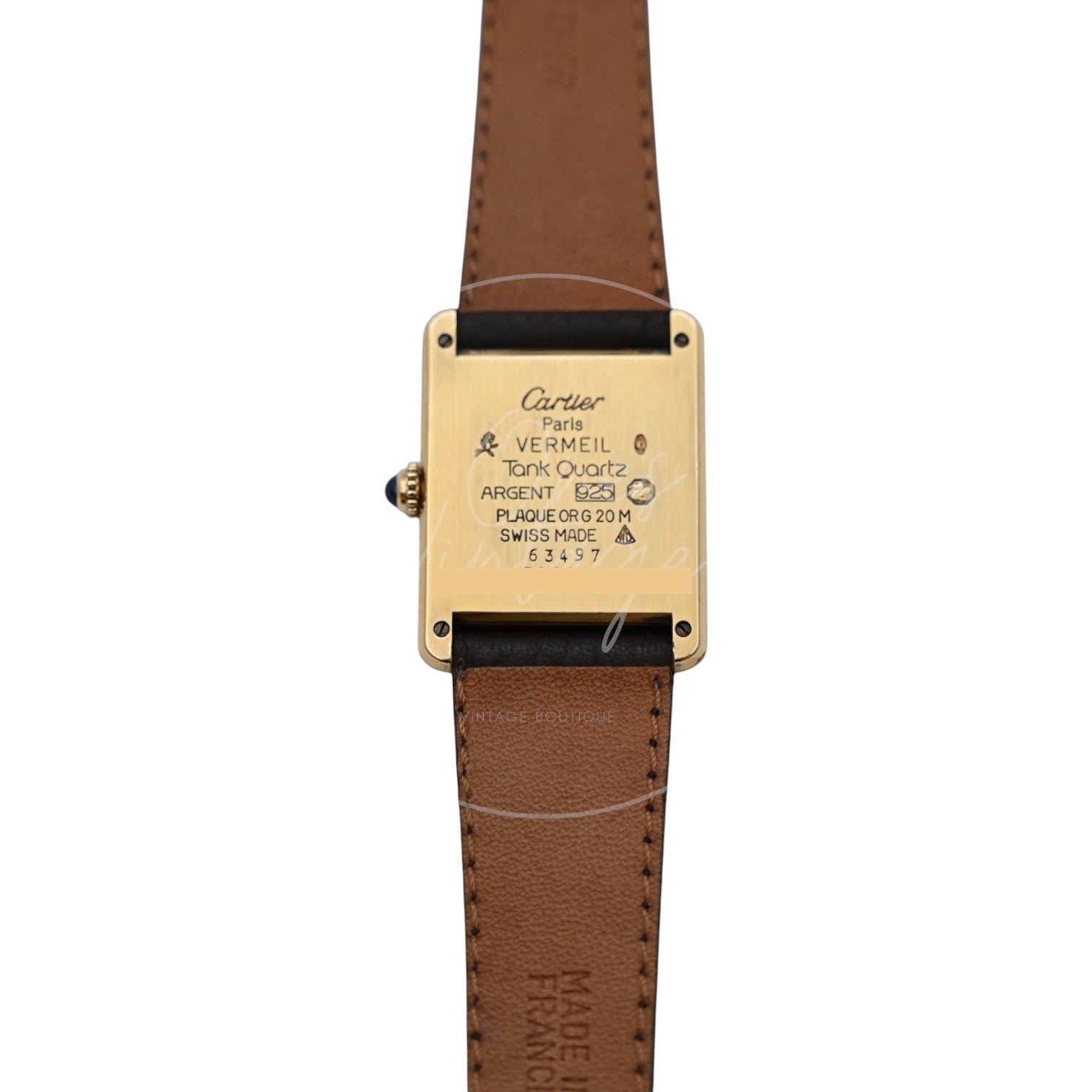 Cartier Vermeil Tank Quatz Dark Brown
