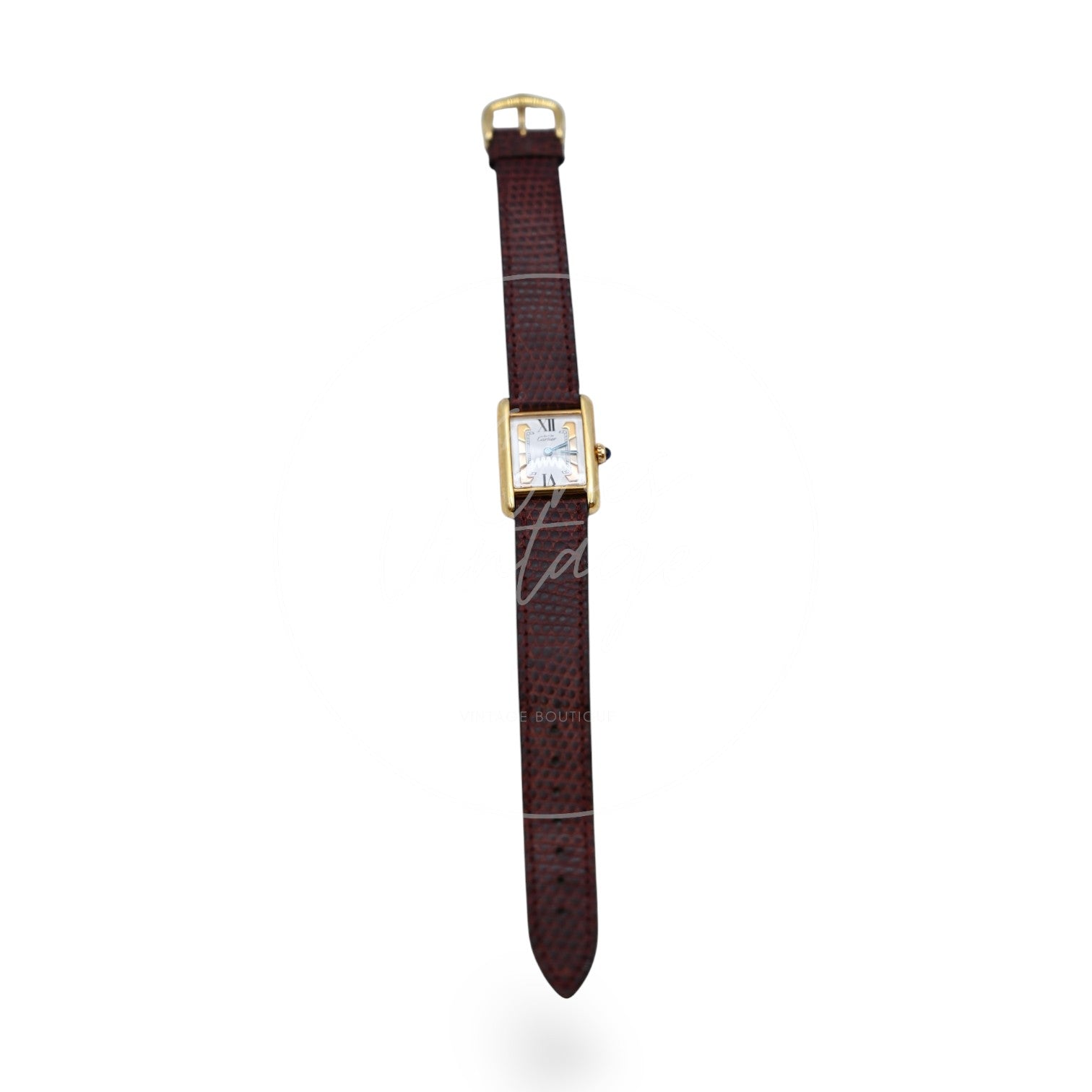 [Pre-owned] Cartier Vermeil Tank Quatz Maroon