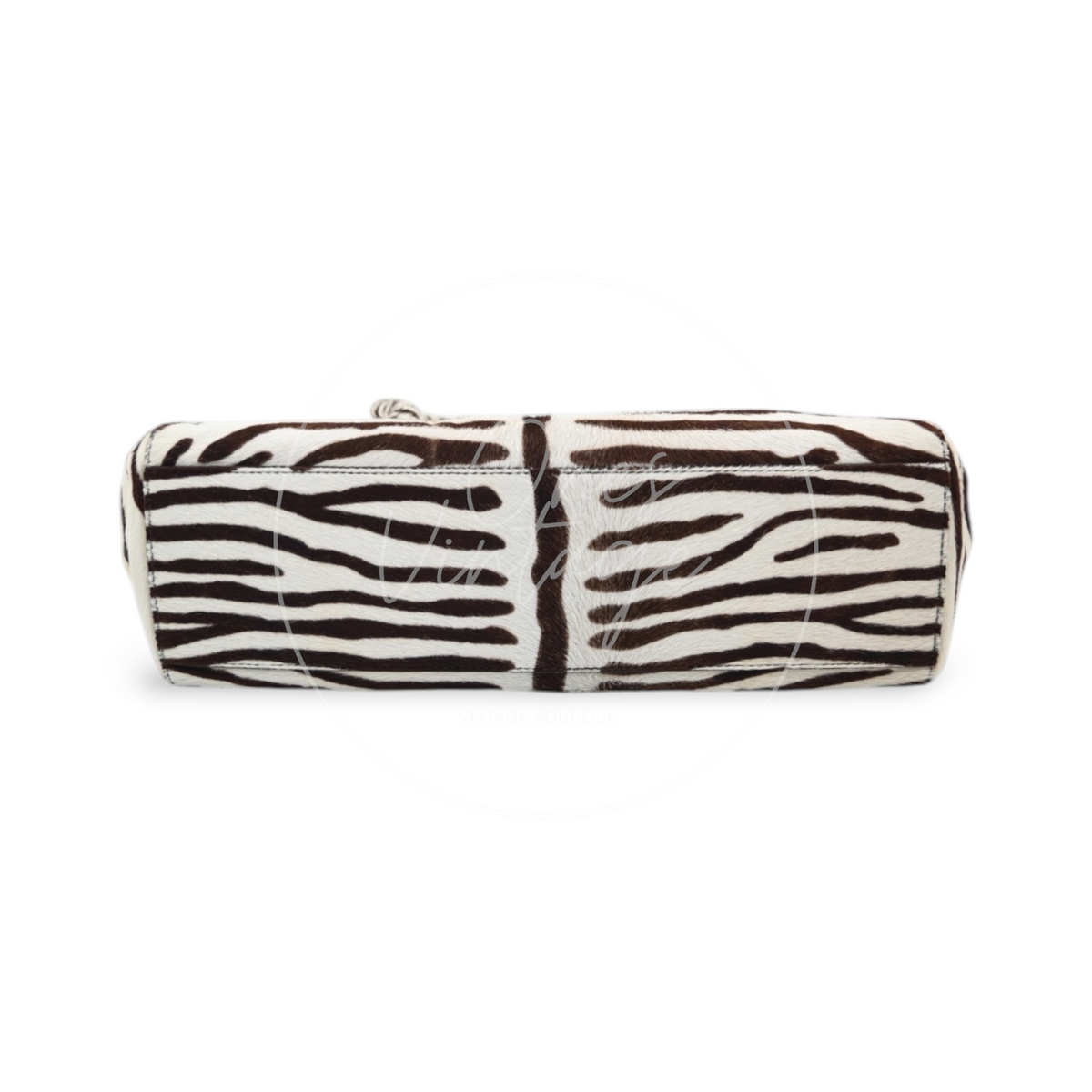 Prada Cavallino Zebra Print Easy Bag Calf Hair SWH Brown and White
