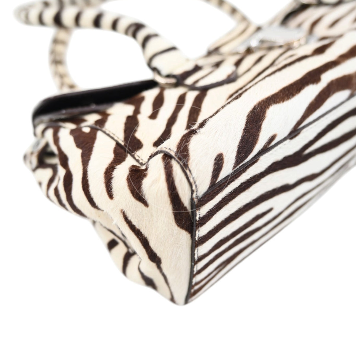 Prada Cavallino Zebra Print Easy Bag Calf Hair SWH Brown and White