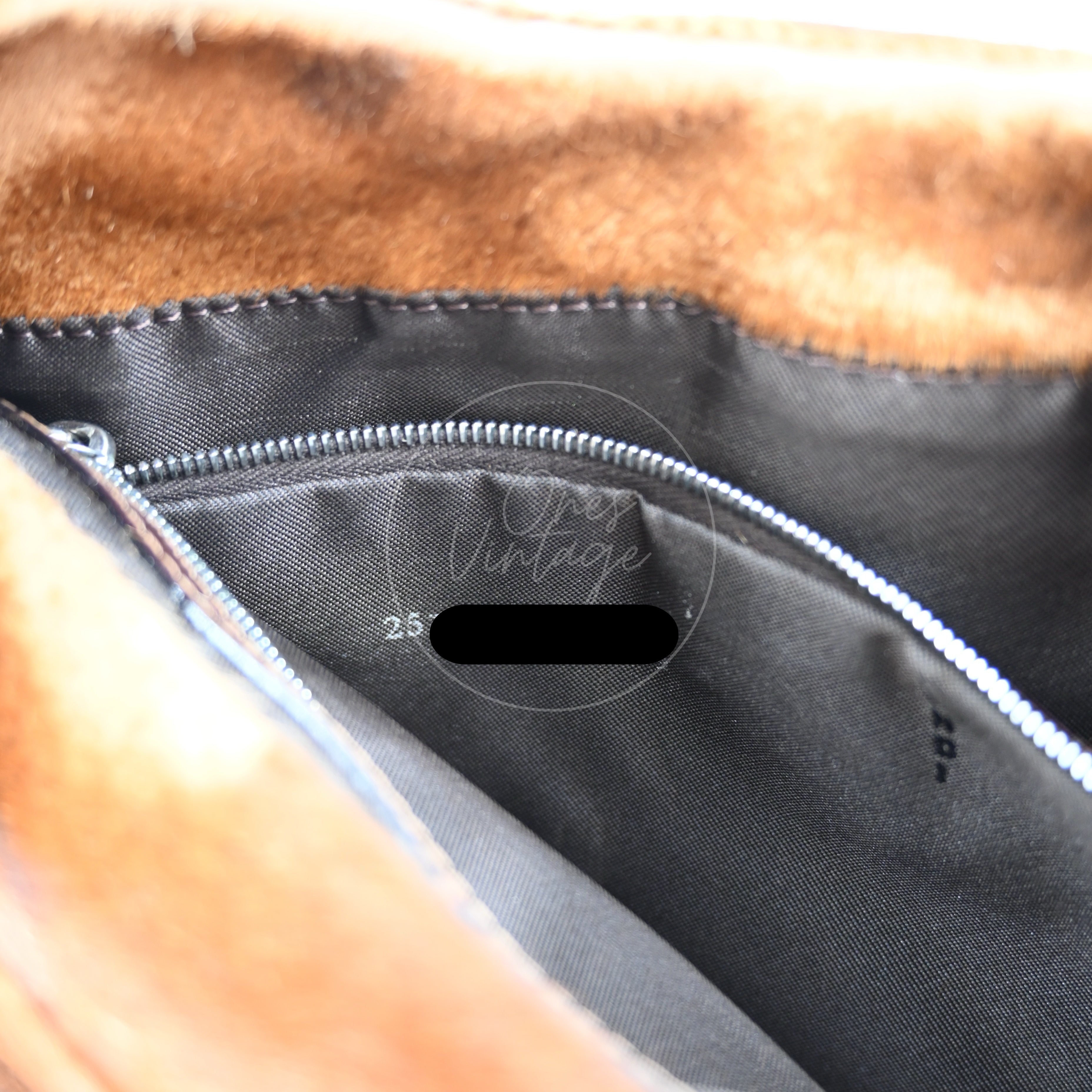 [Pre-owned] Fendi Brown Pony Hair Brown Black Shoulder Bag