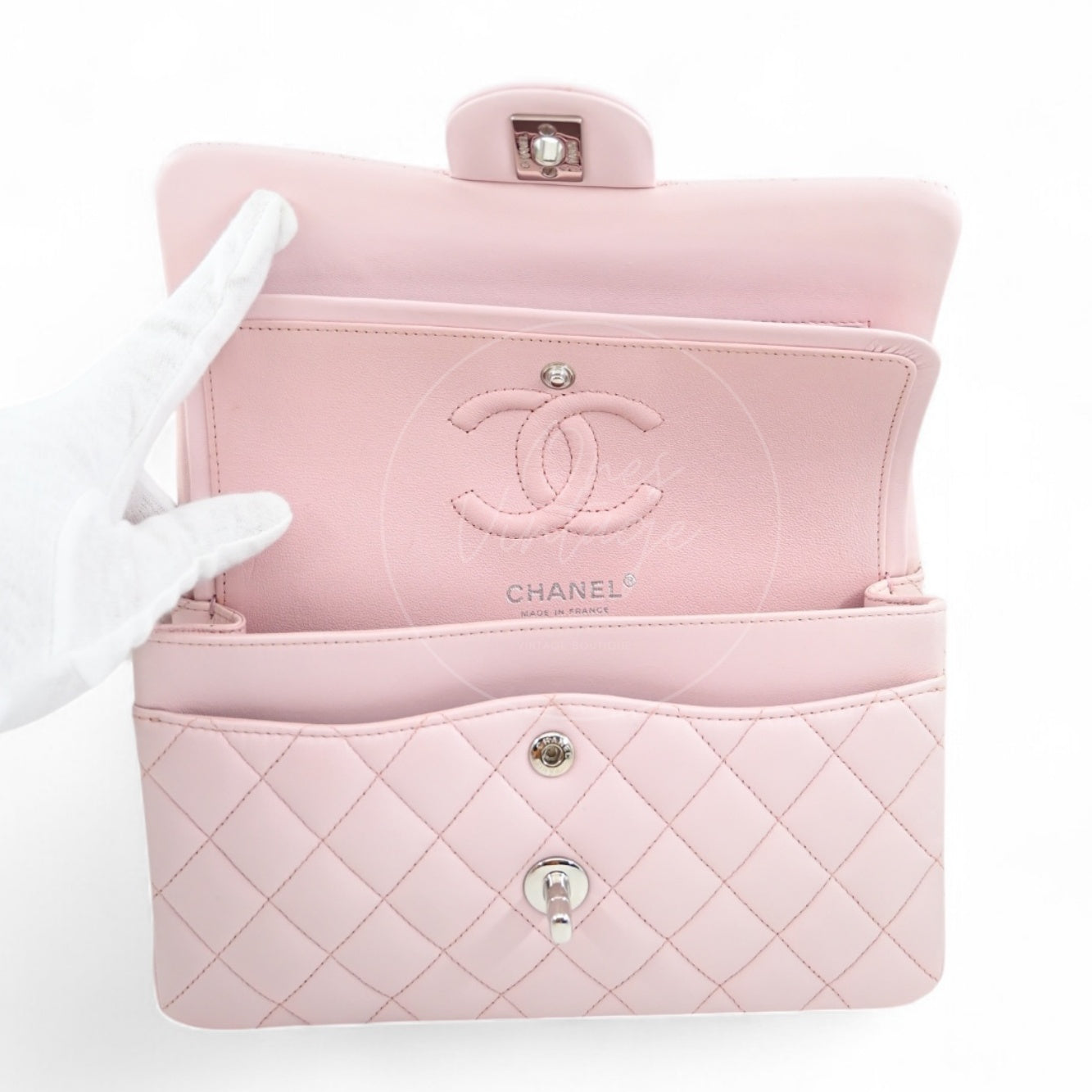 [Pre-owned] Chanel CF23 Pink Lambskin Small Classic Flap Bag