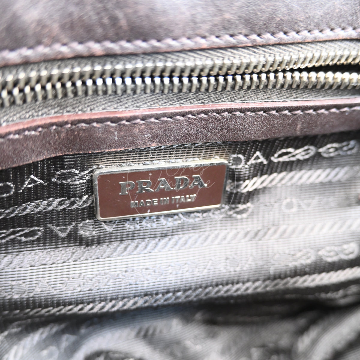 Prada Cavallino Zebra Print Easy Bag Calf Hair SWH Brown and White